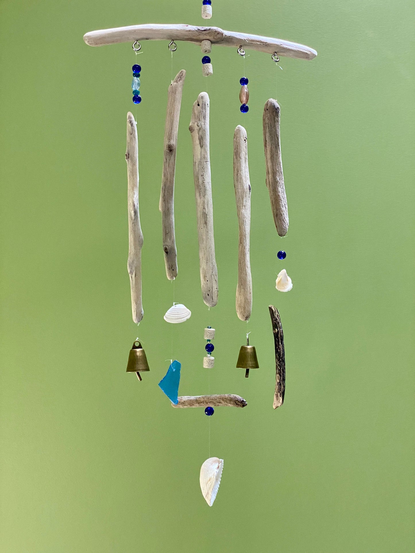 Driftwood Wind Chime Seashells, Sea Glass and Bells