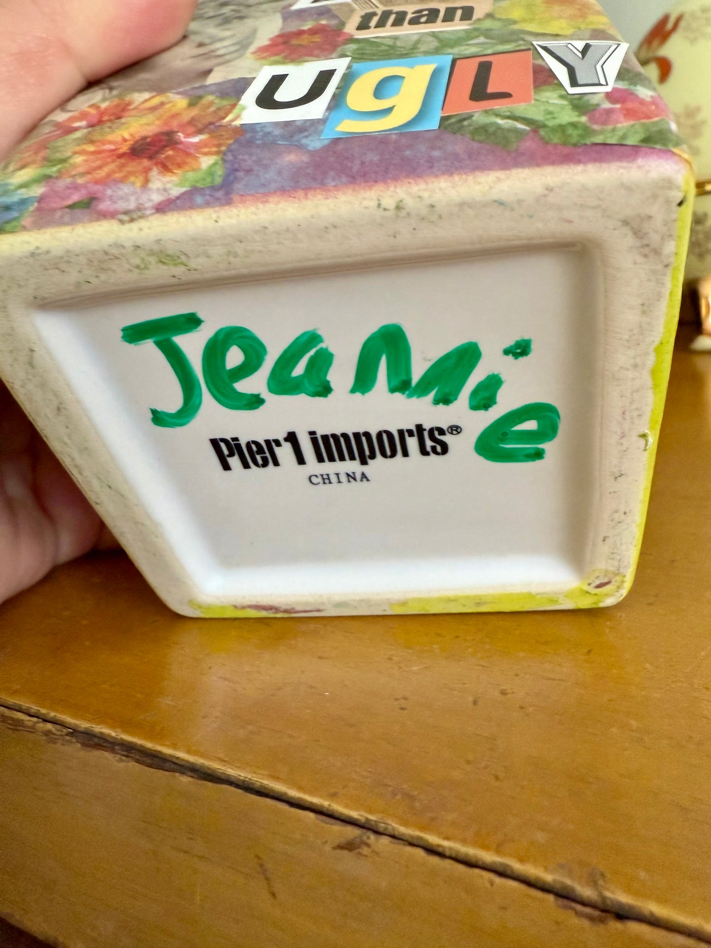 Repurposed retro vase or makeup brush holder