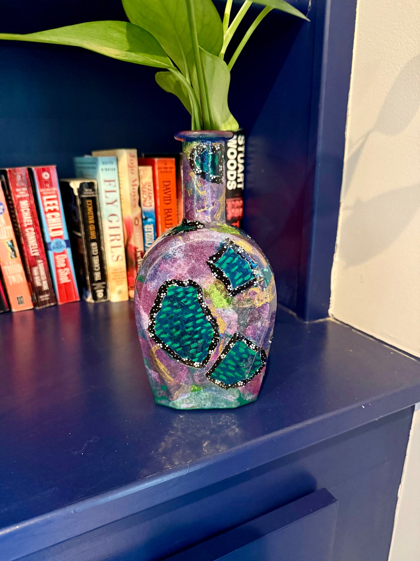 Bourbon bottle flower vase