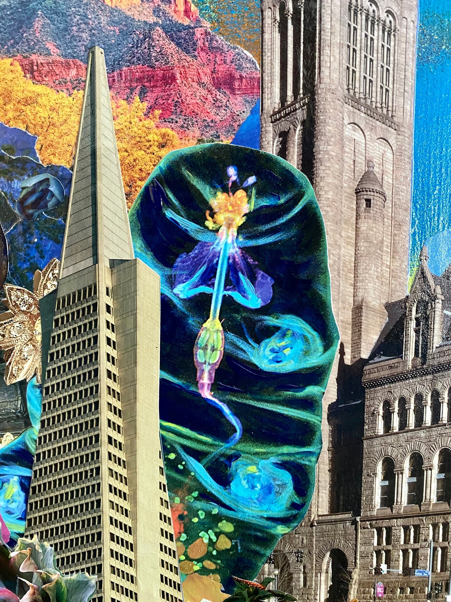 Outsider Art Original Wall Art Mixed Media Collage Psychedelic Alternative Art Recycled Art