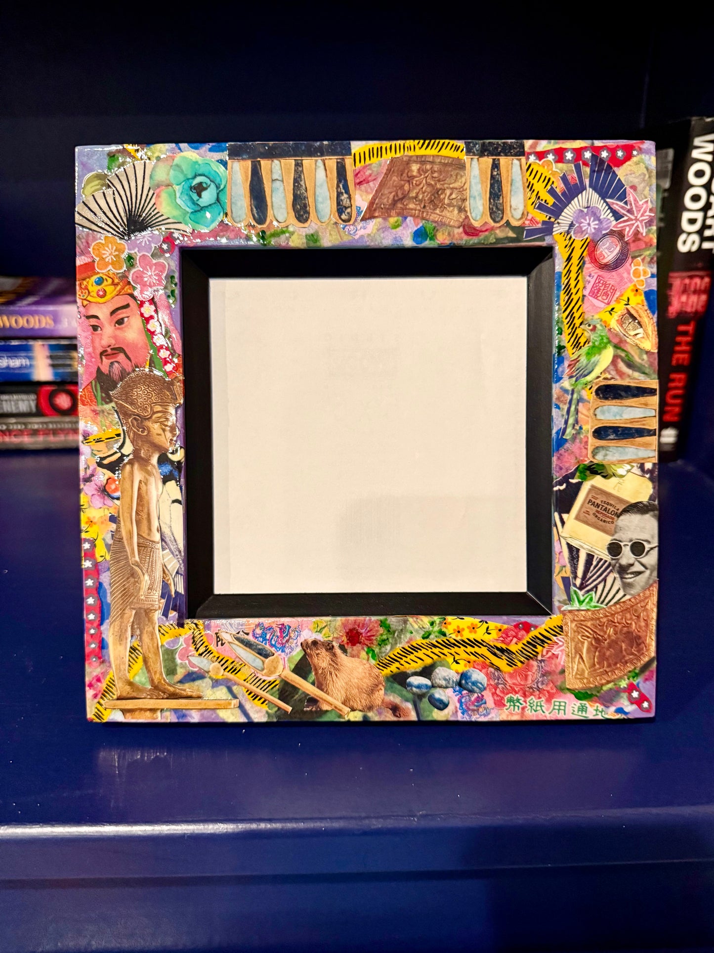 Funky mixed media 5 x 5 photo frame