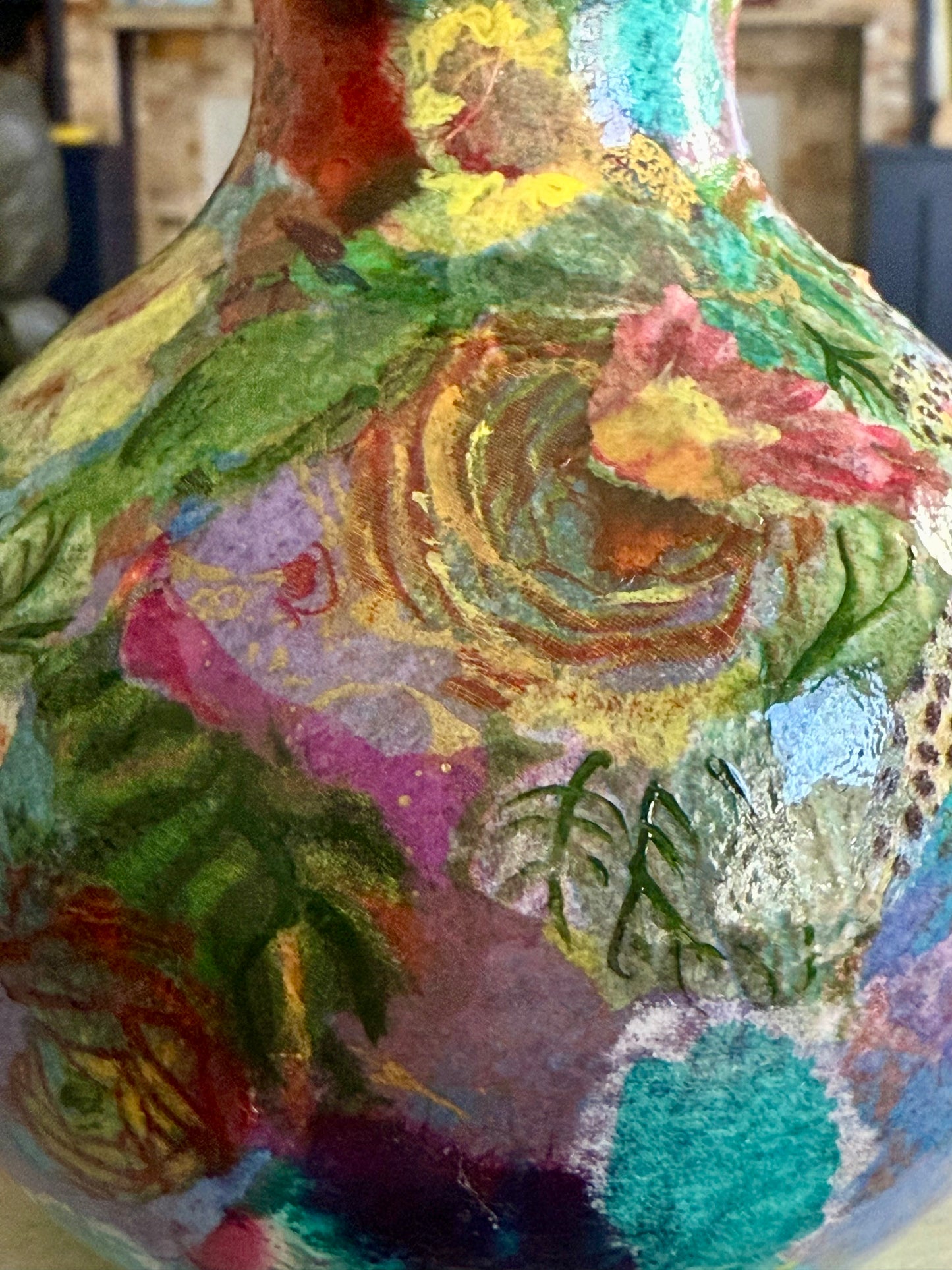 Maximalist floral bud flower vase