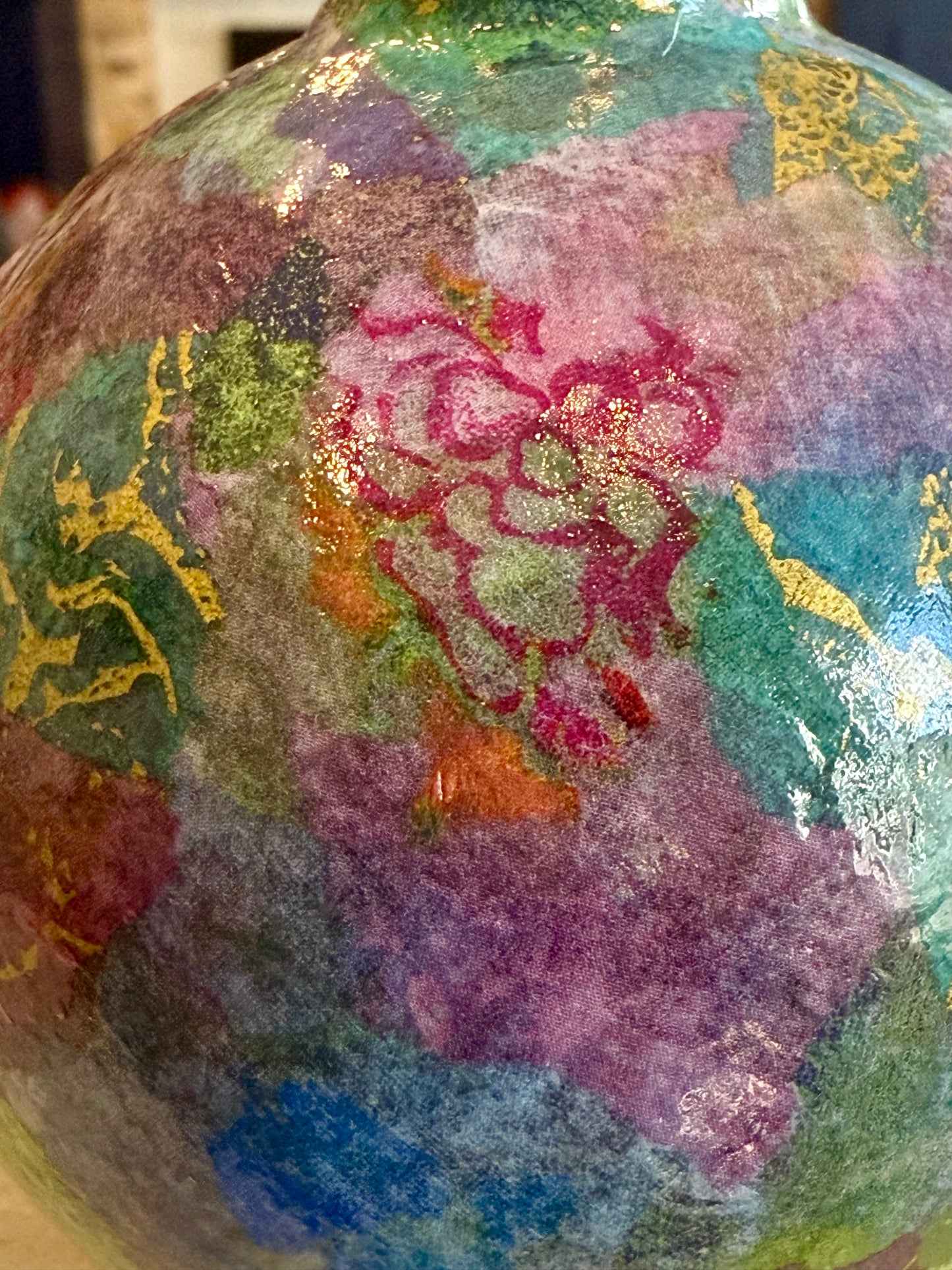 Small round colorful bud vase