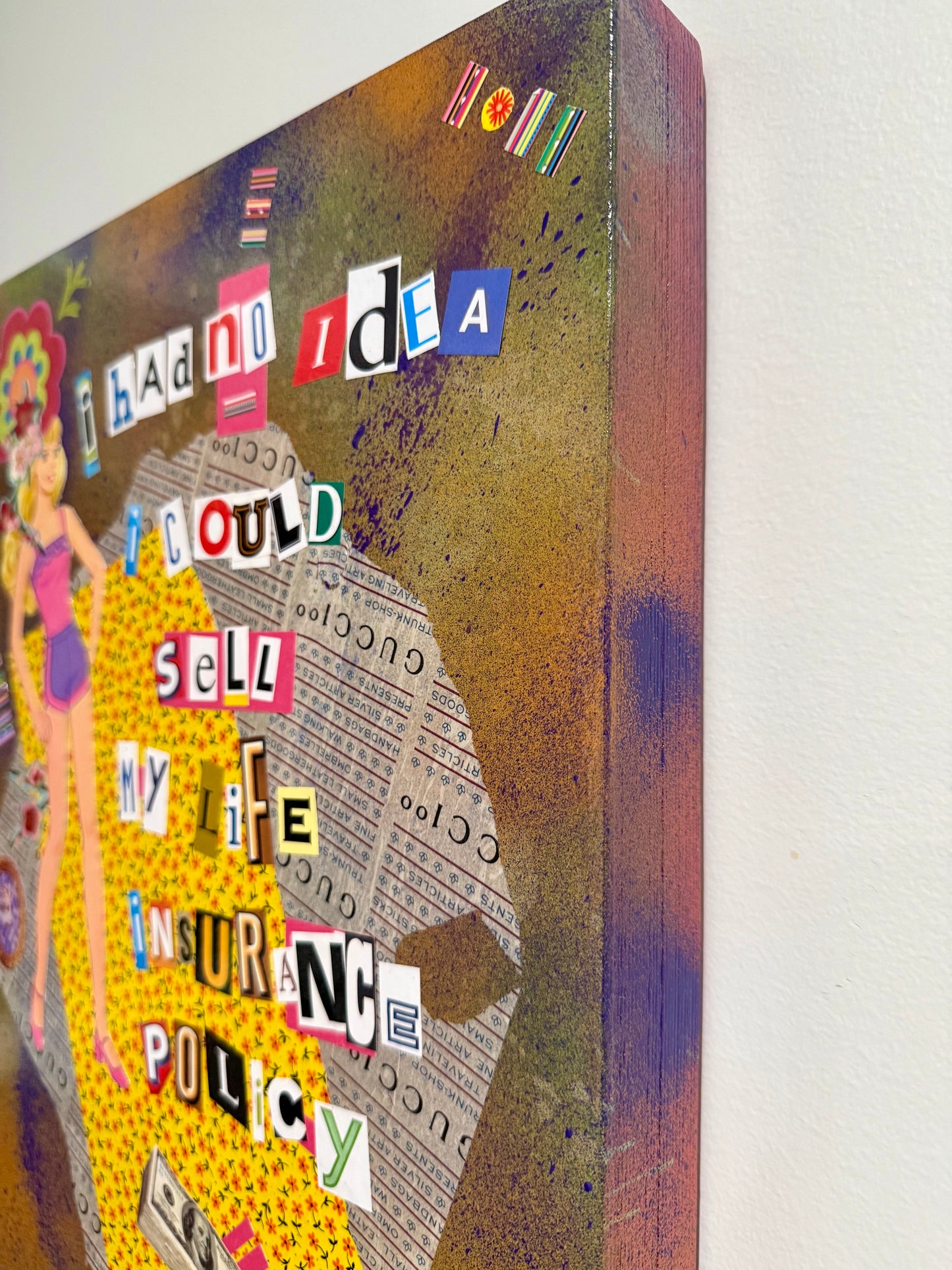 Mixed media outsider funky art collage
