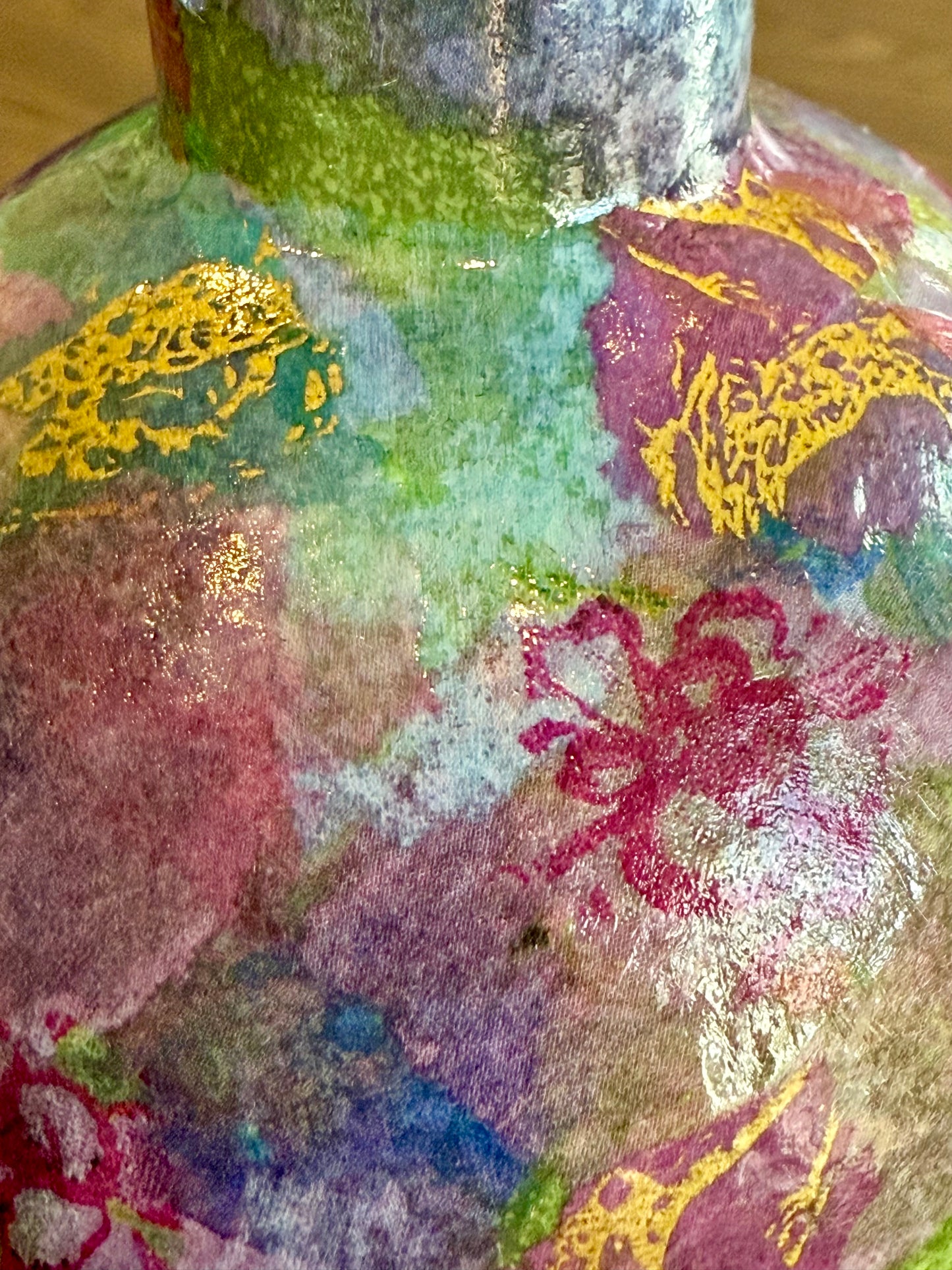 Small round colorful bud vase