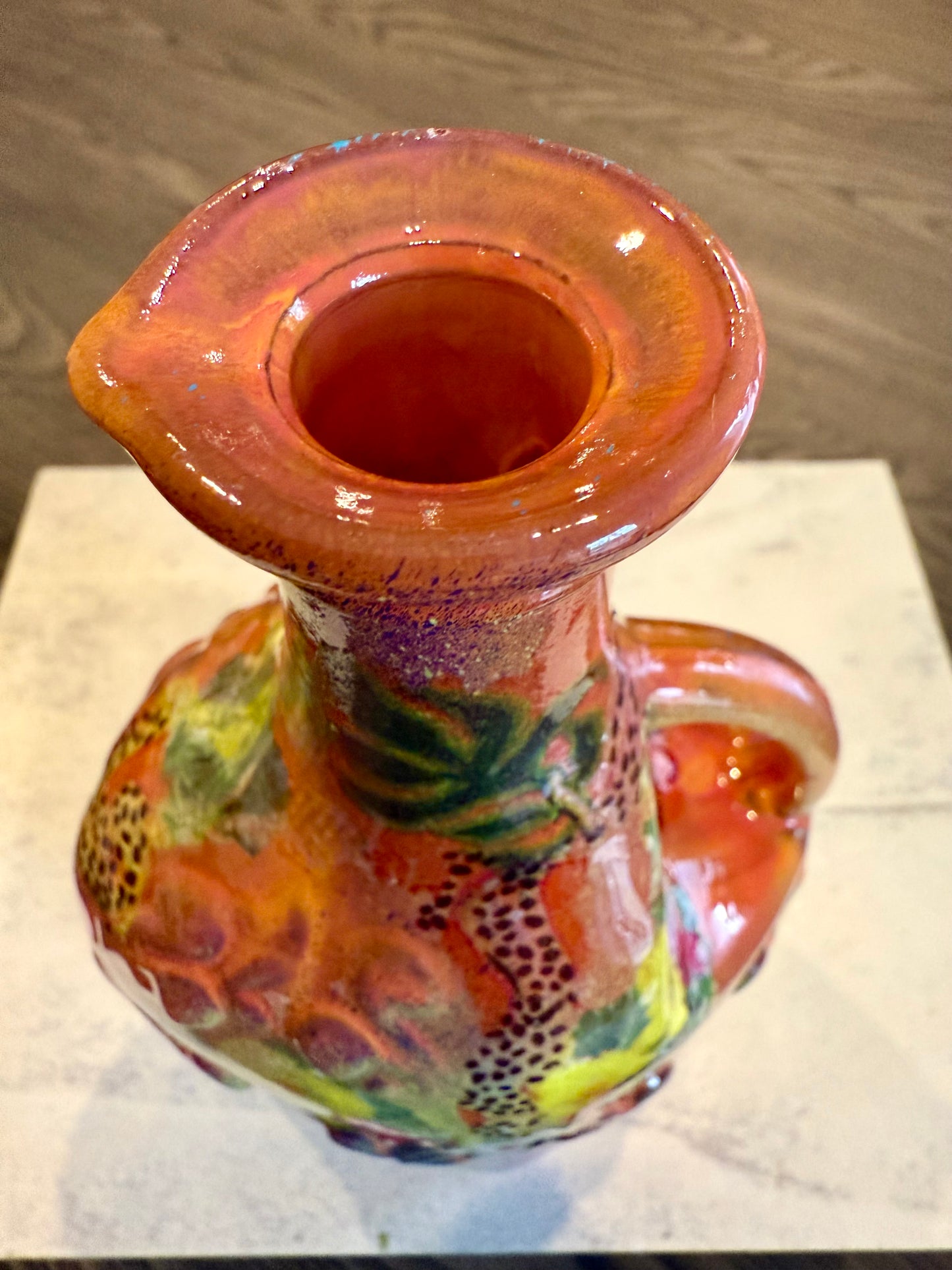 Repurposed ceramic jug flower vase