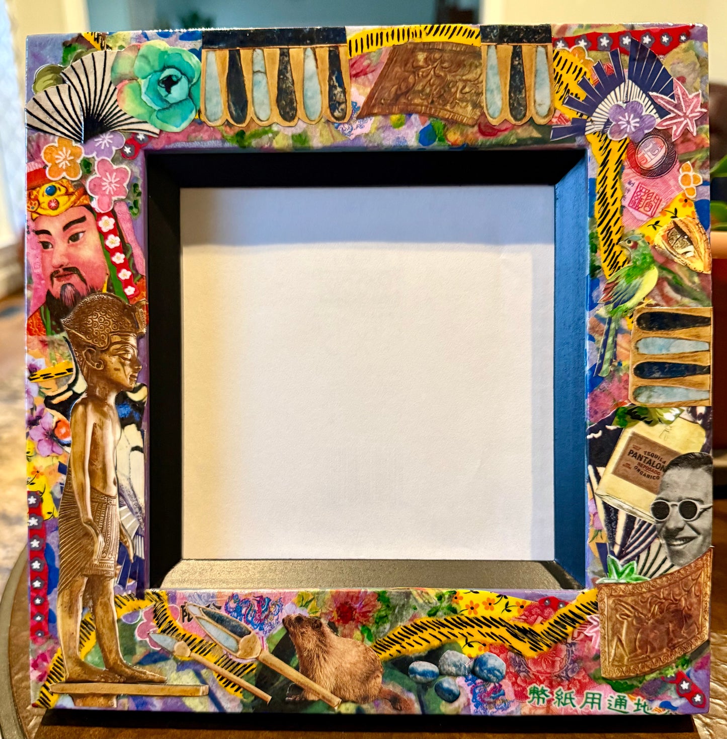 Funky mixed media 5 x 5 photo frame