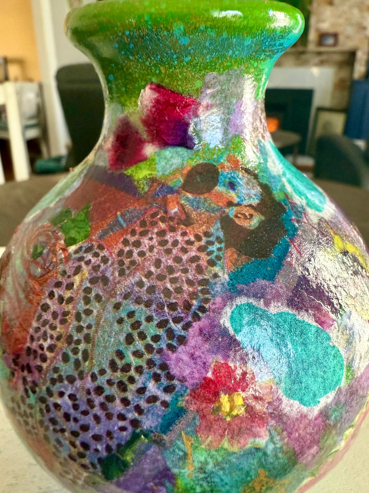 Maximalist floral bud flower vase