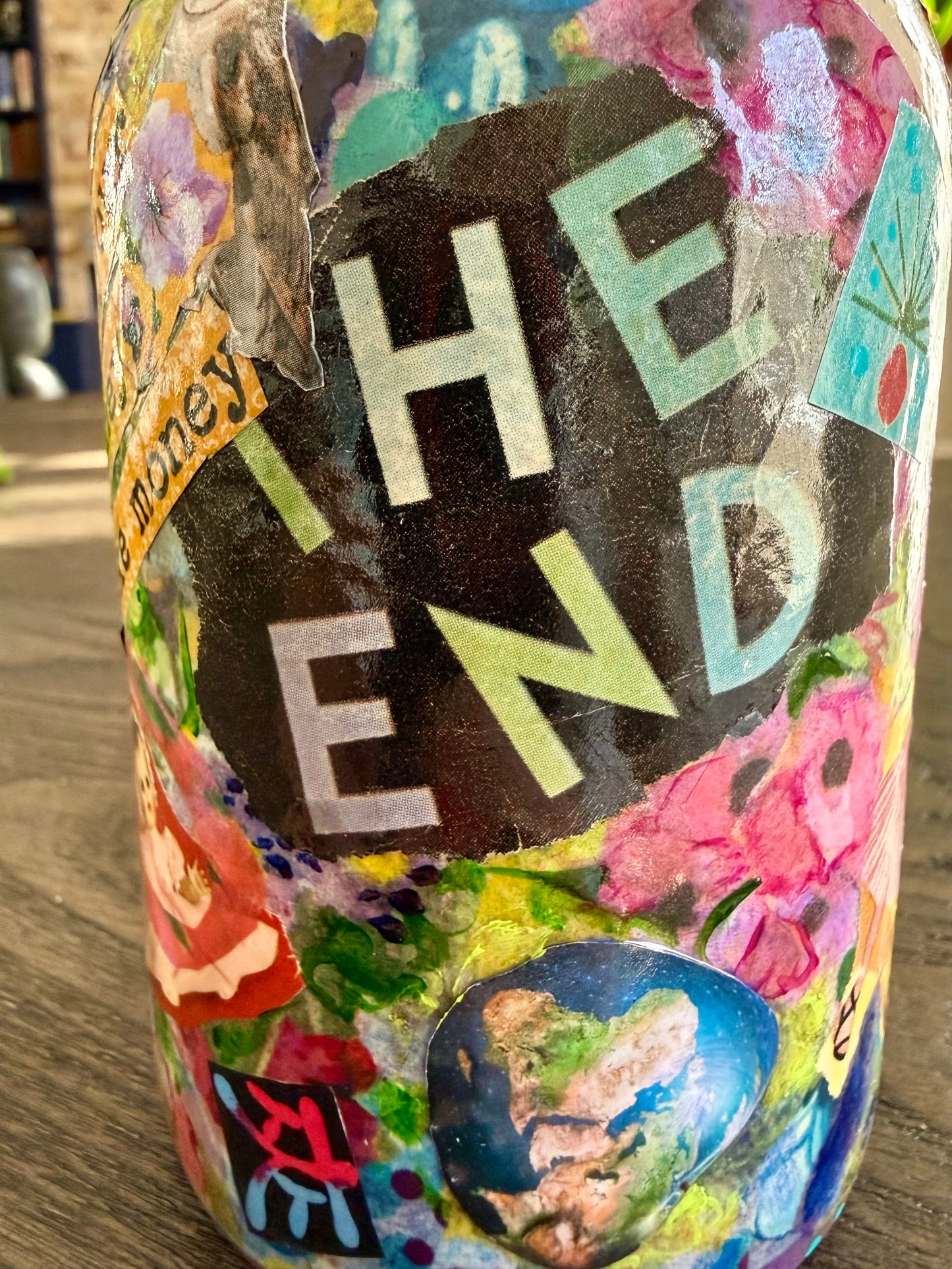 Whimsical funky repurposed flower bud vase