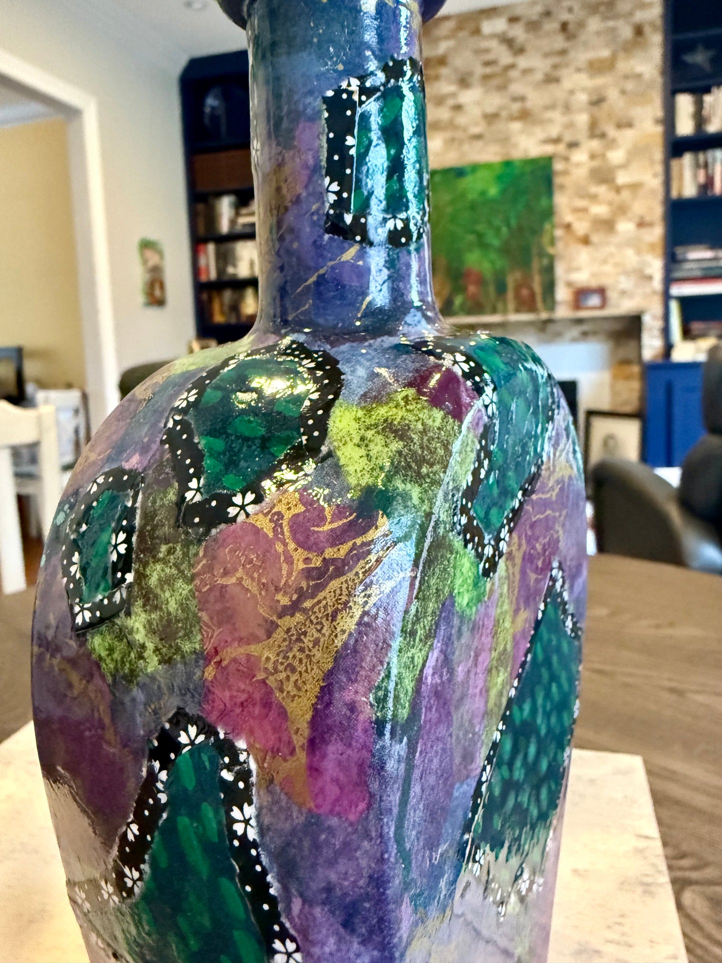 Bourbon bottle flower vase