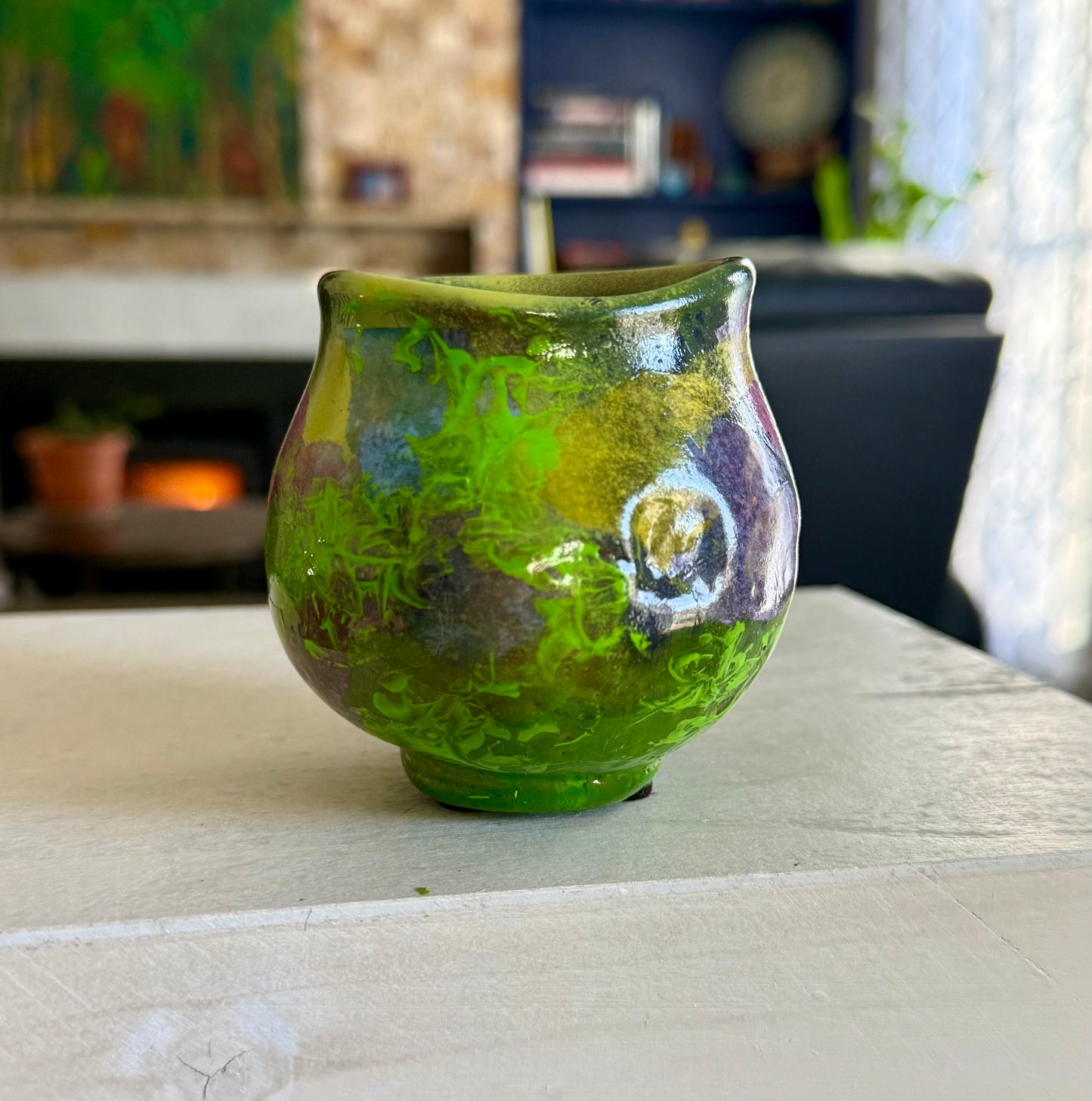 Funky colorful votive candle holder vase
