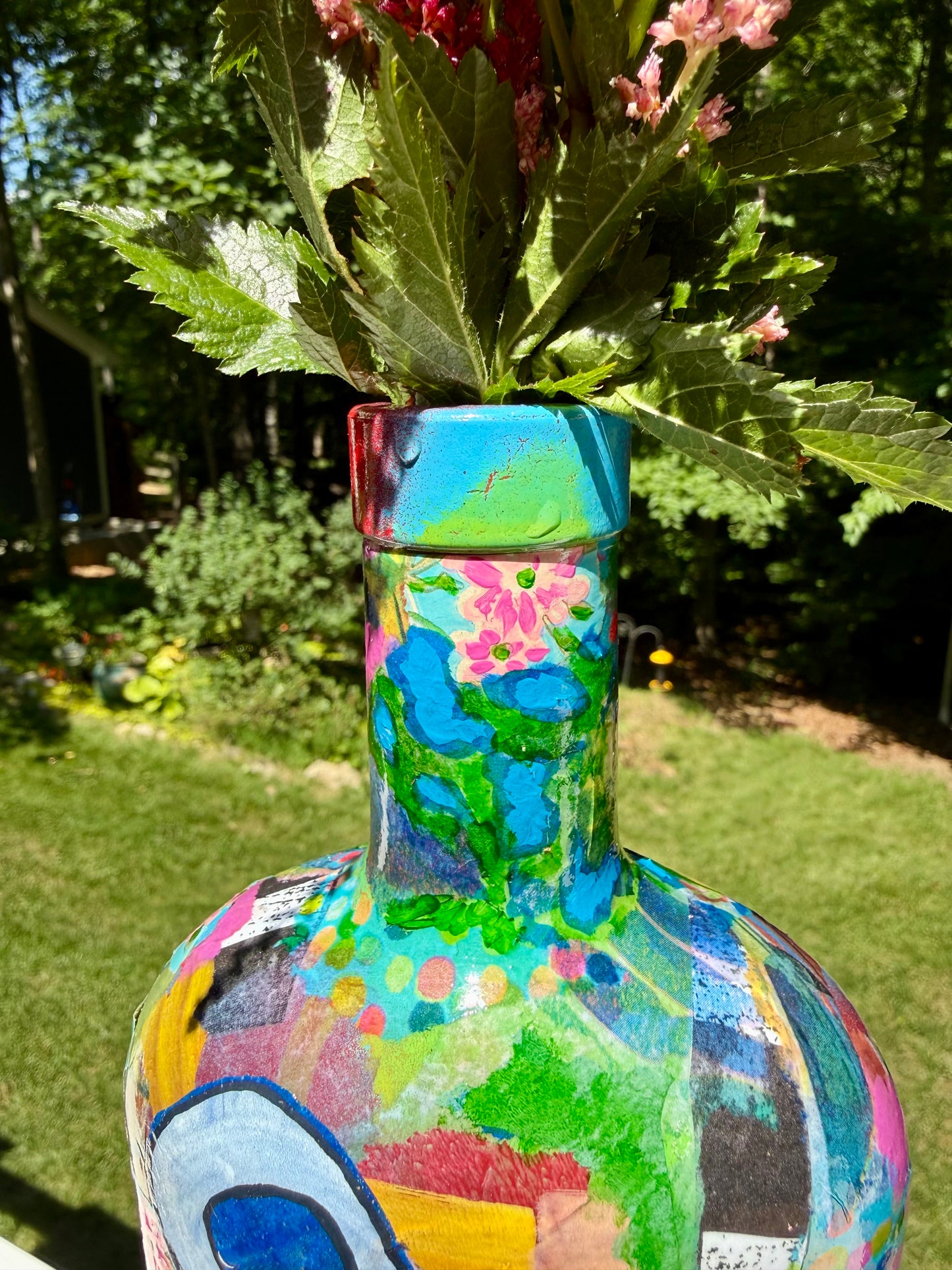 Funky colorful flower vase