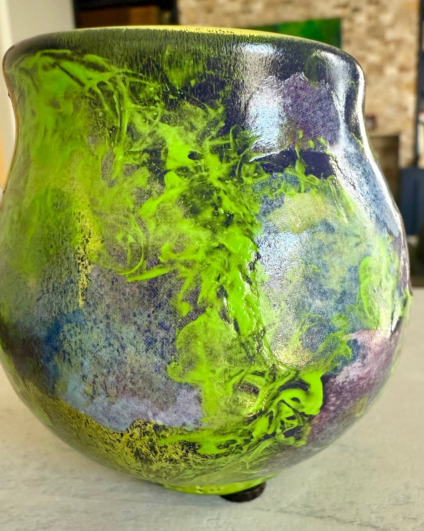 Funky colorful votive candle holder vase