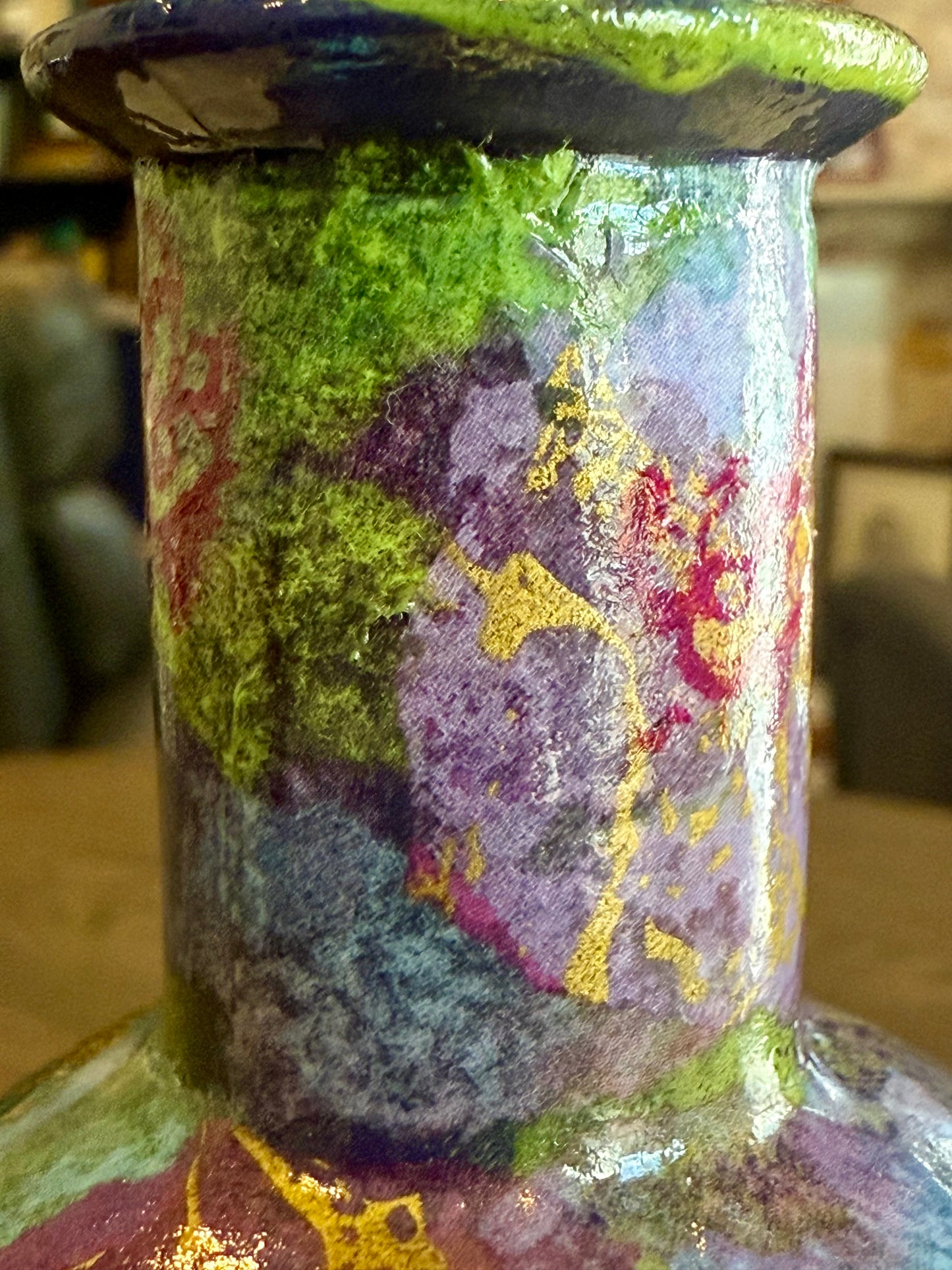 Small round colorful bud vase