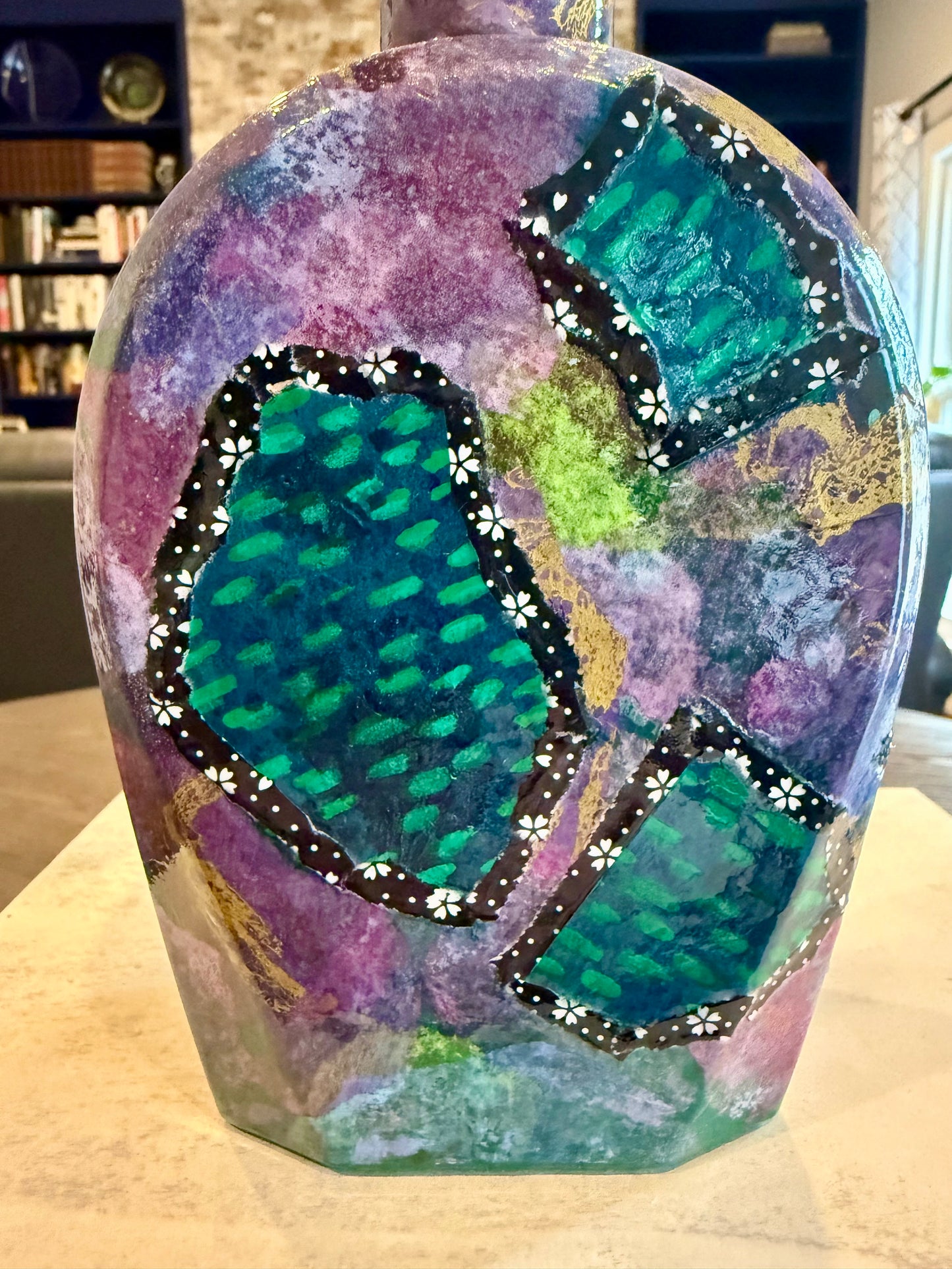 Bourbon bottle flower vase