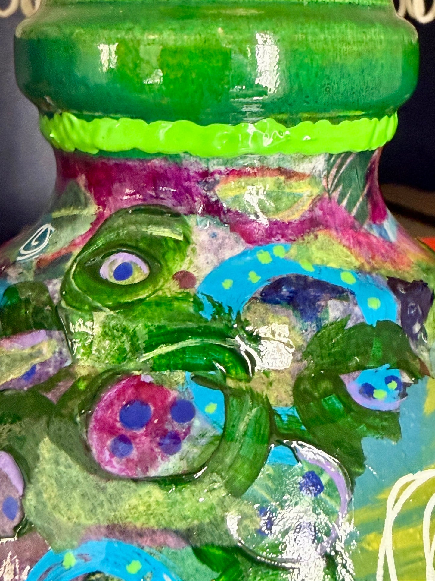 Upcycled thrift store colorful table lamp