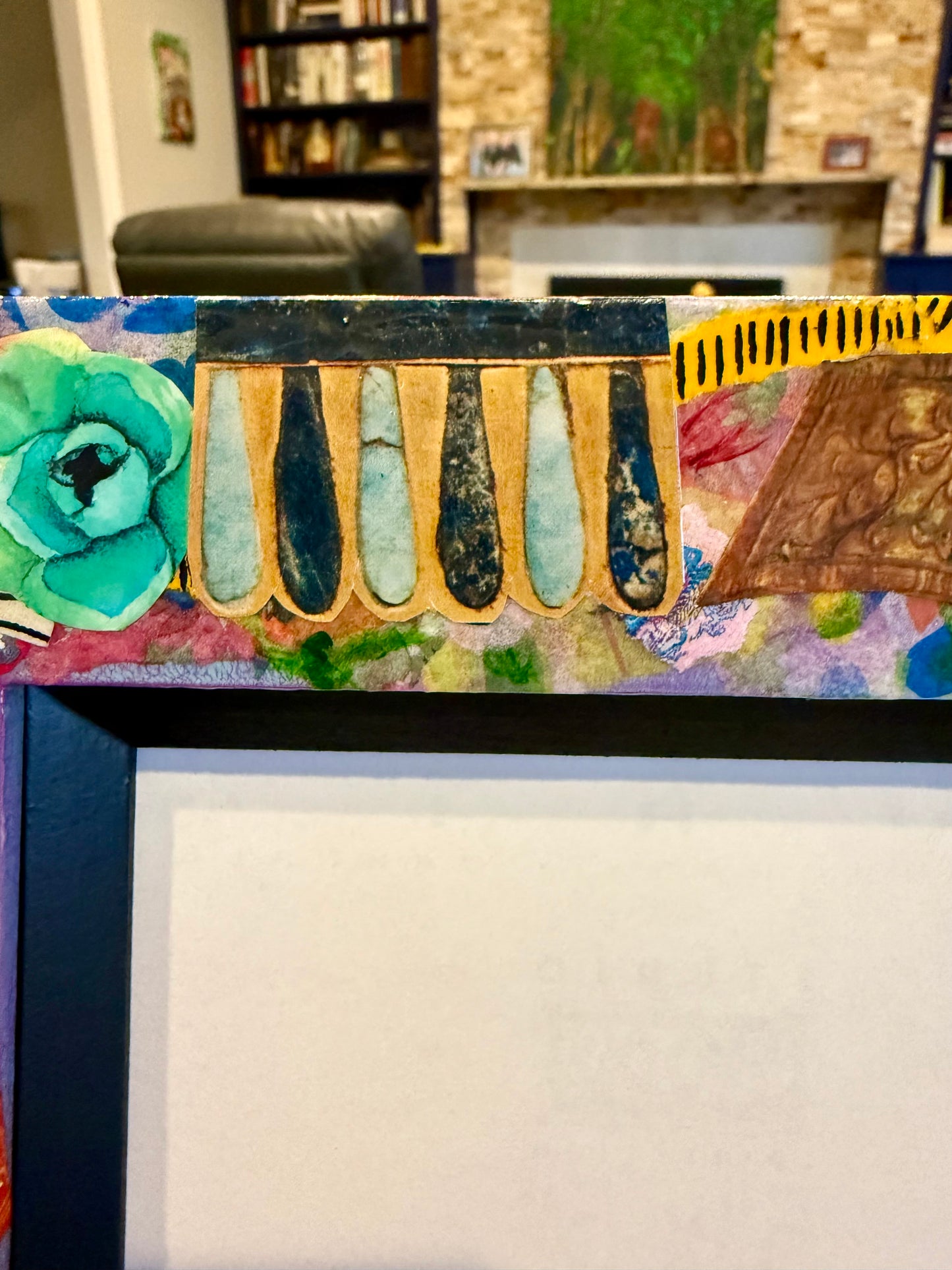 Funky mixed media 5 x 5 photo frame