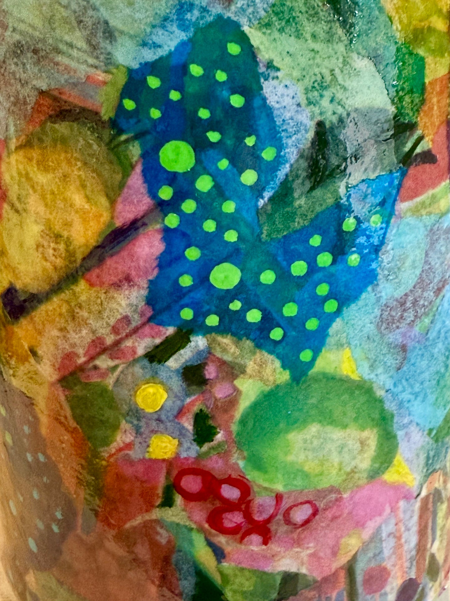 Repurposed liquor bottle maximalist flower vase