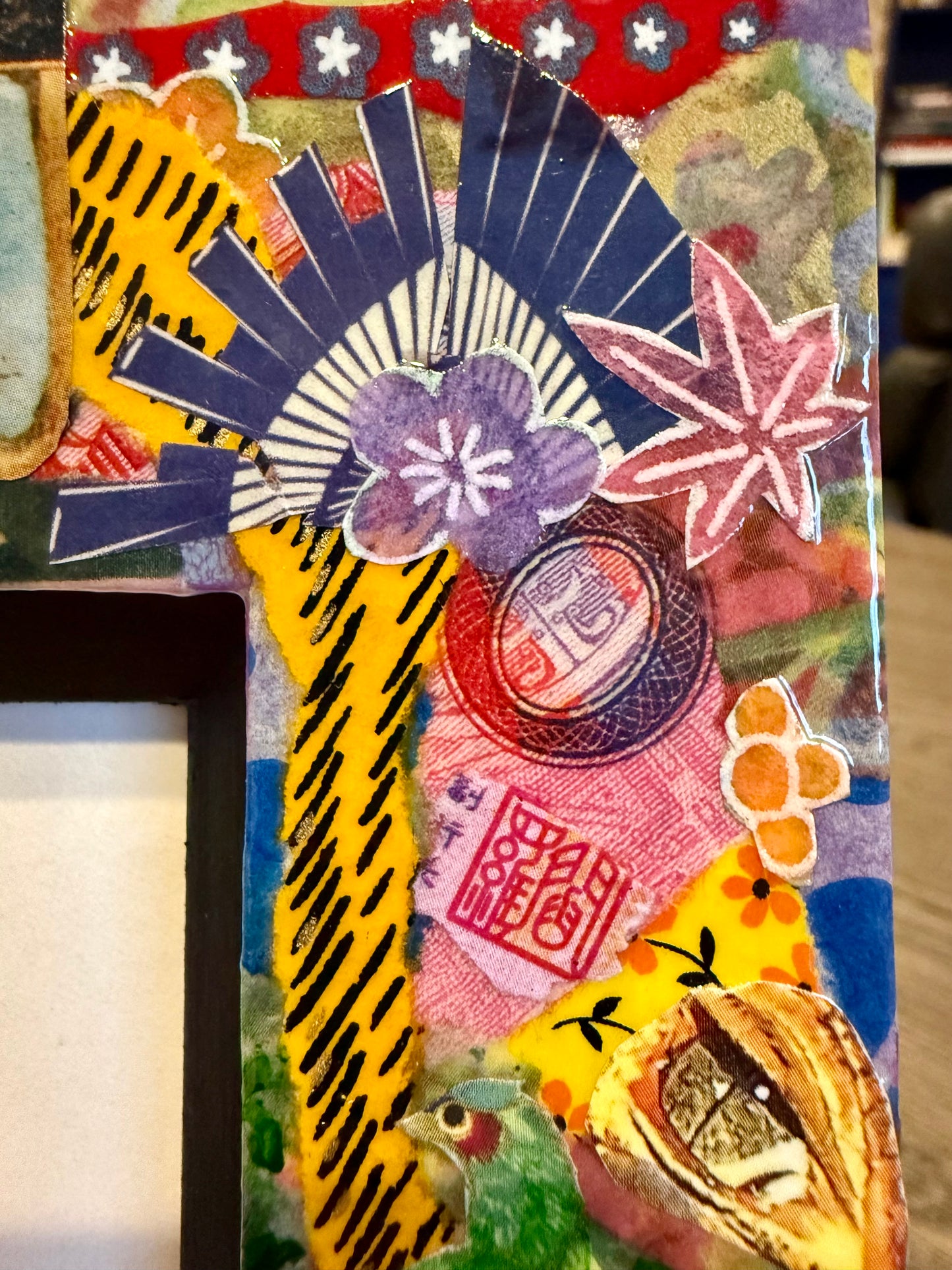 Funky mixed media 5 x 5 photo frame