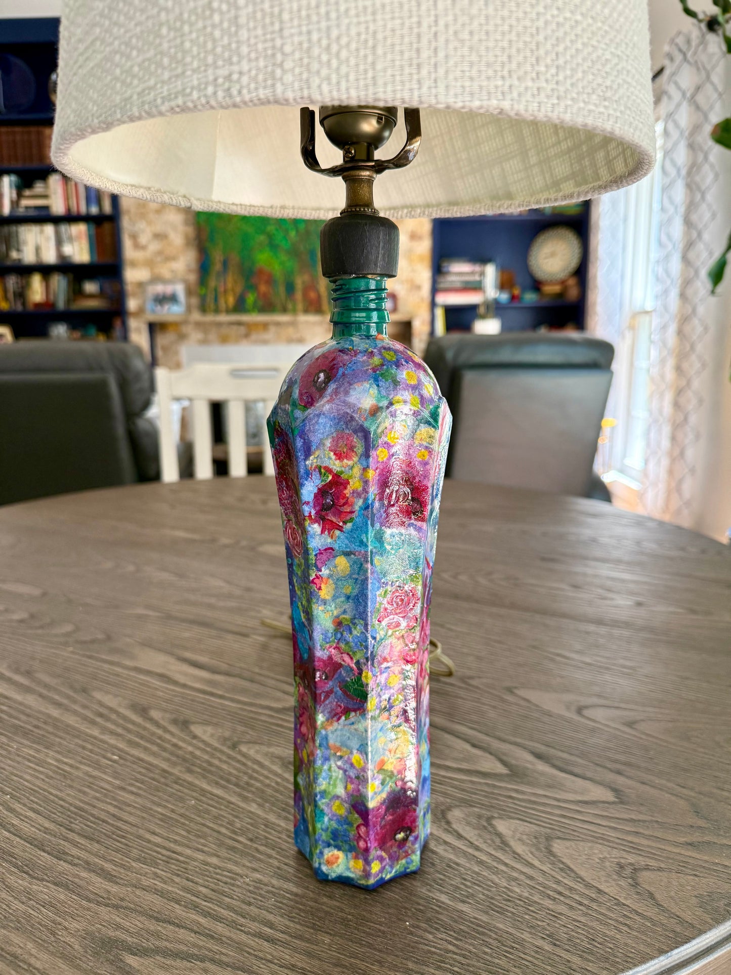 Colorful liquor bottle table lamp
