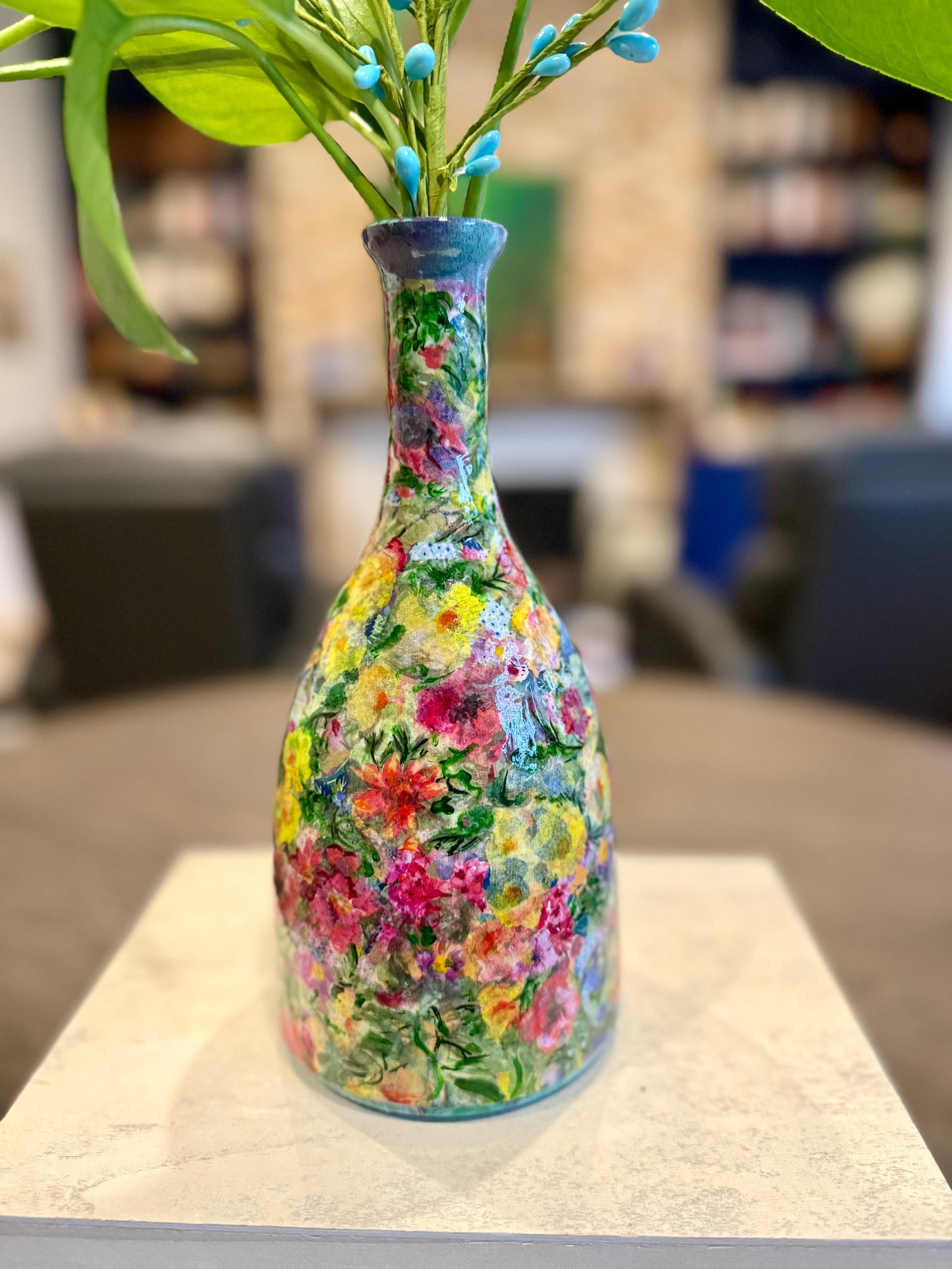 Tequila bottle flower vase