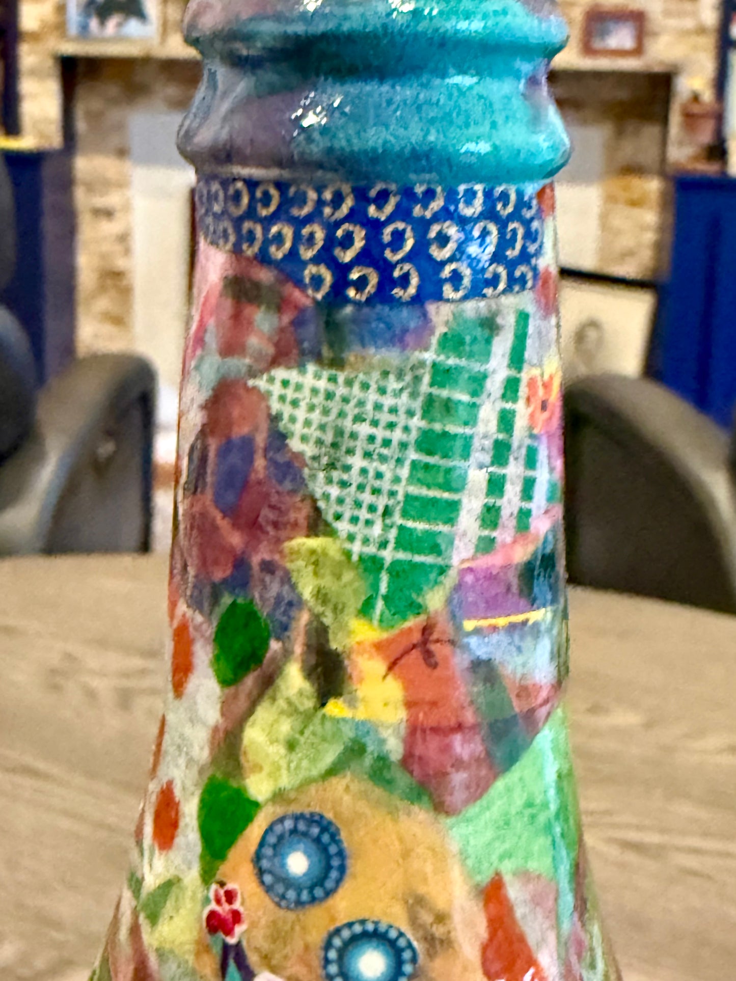 Colorful maximalist pair of bud vases