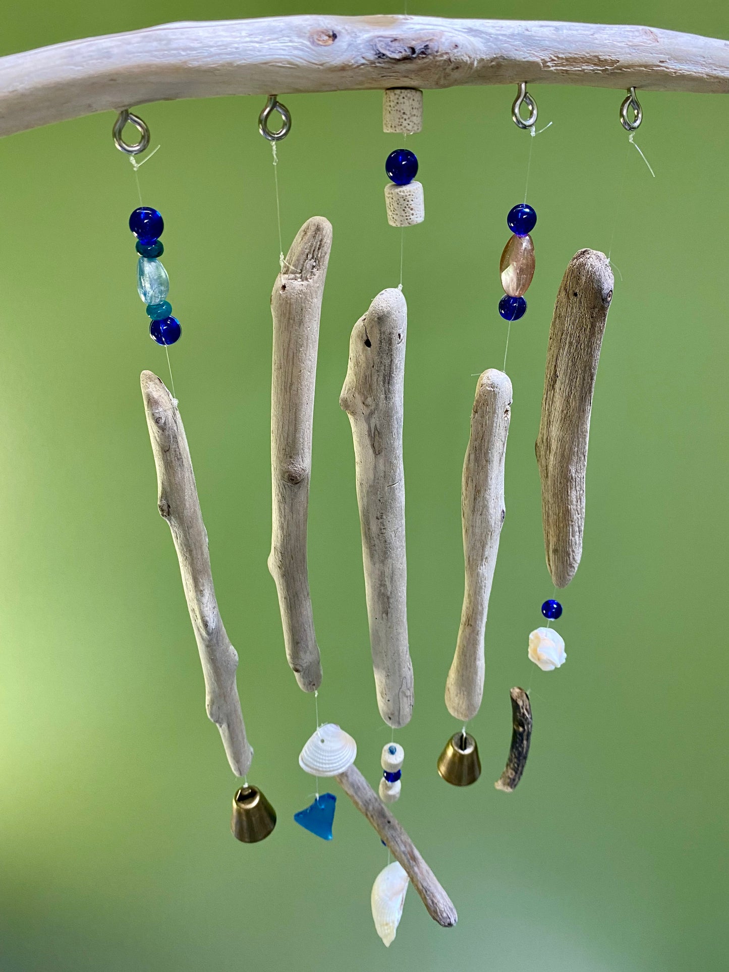 Driftwood Wind Chime Seashells, Sea Glass and Bells