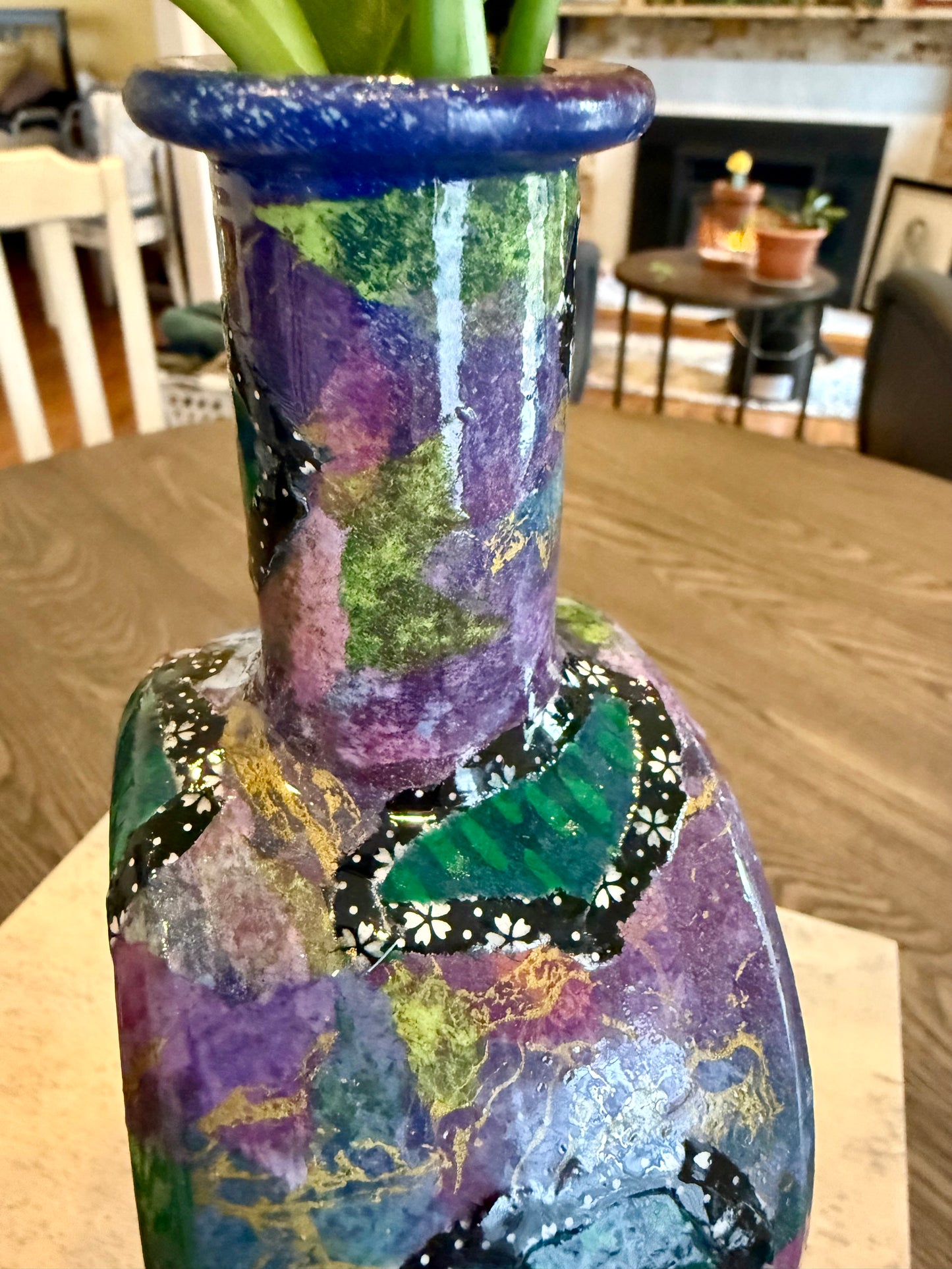 Bourbon bottle flower vase