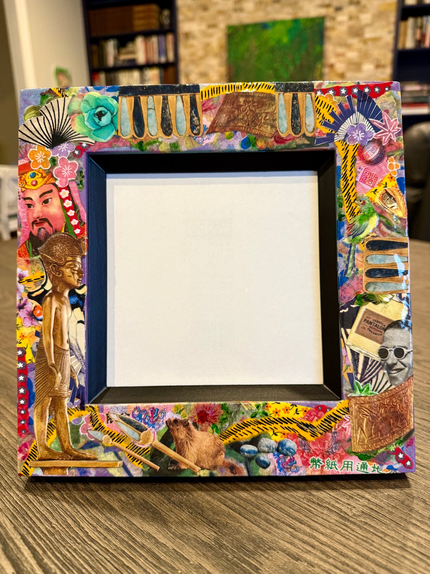 Funky mixed media 5 x 5 photo frame