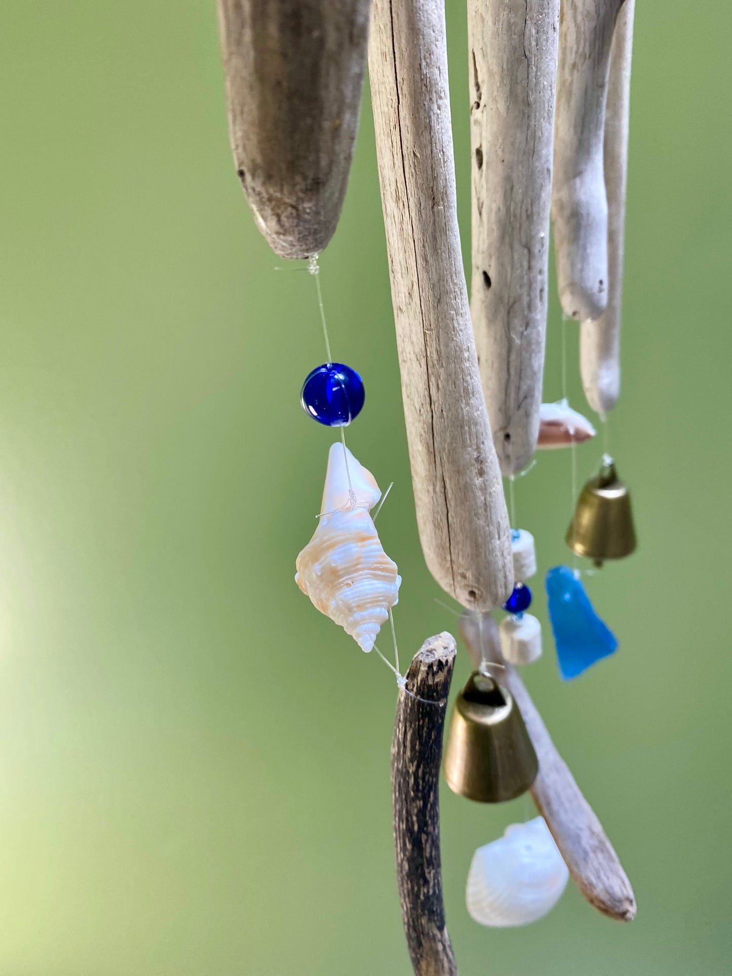 Driftwood Wind Chime Seashells, Sea Glass and Bells