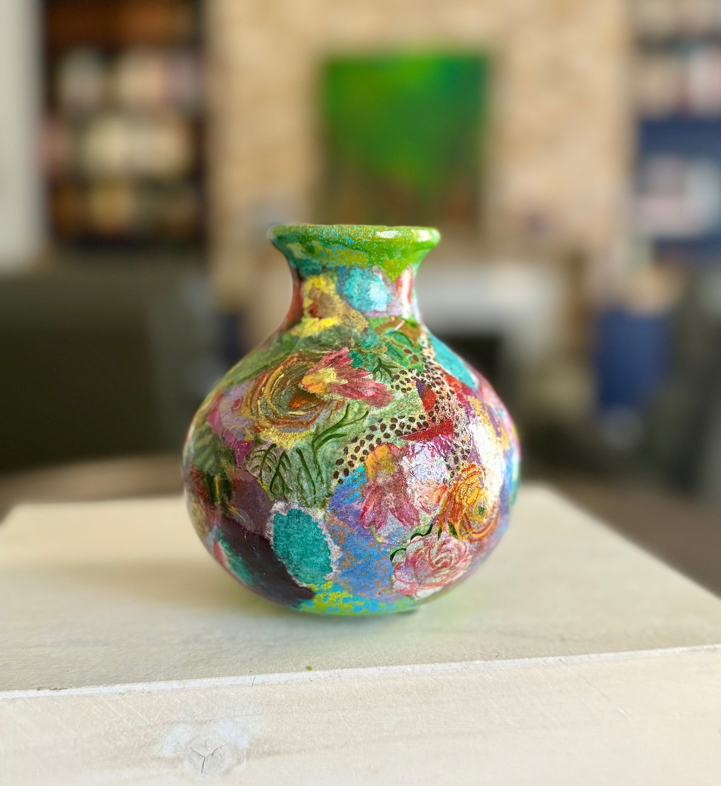 Maximalist floral bud flower vase