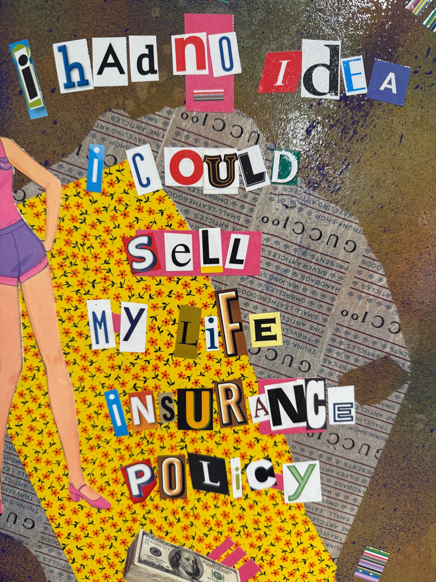 Mixed media outsider funky art collage
