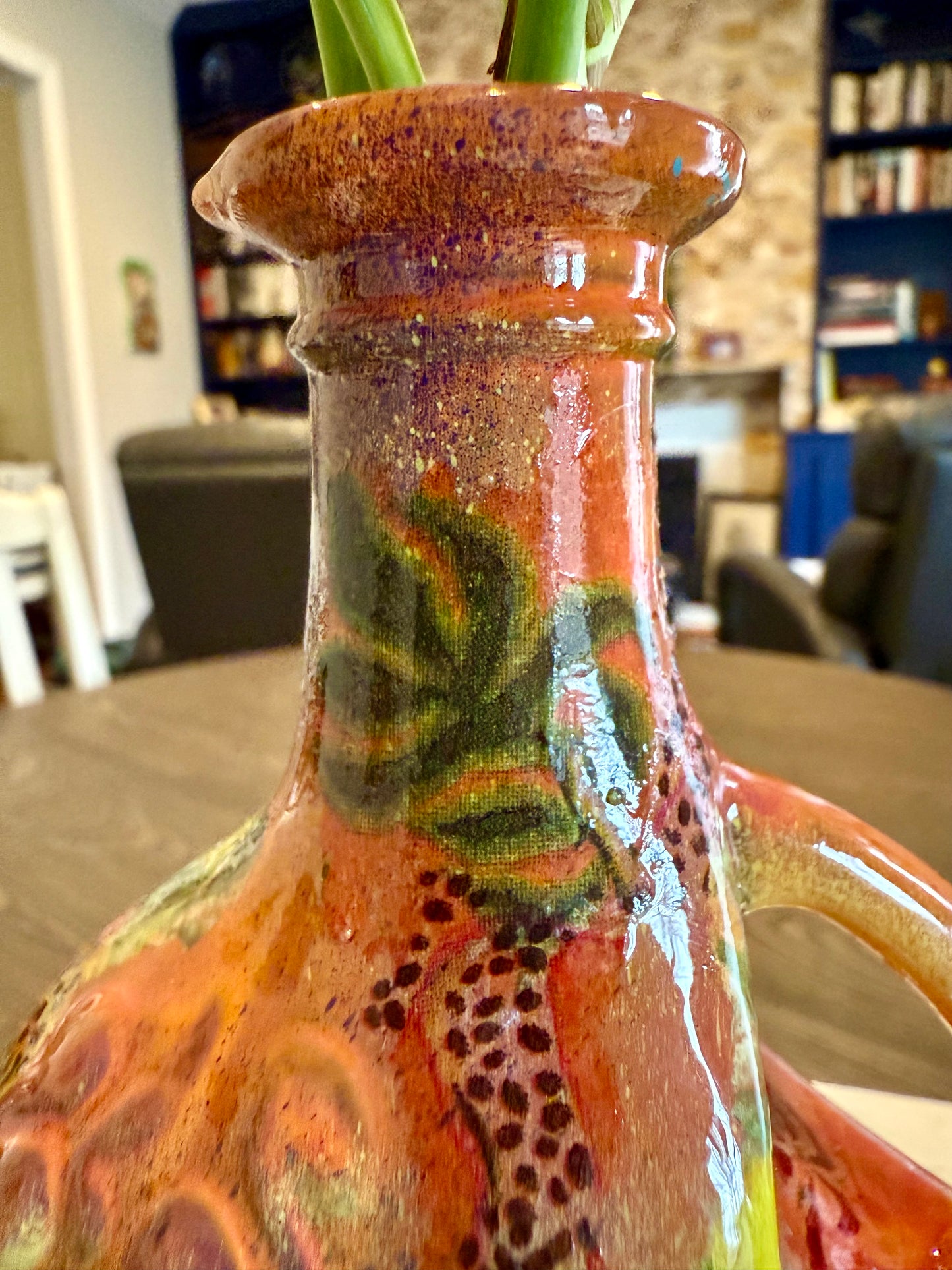 Repurposed ceramic jug flower vase