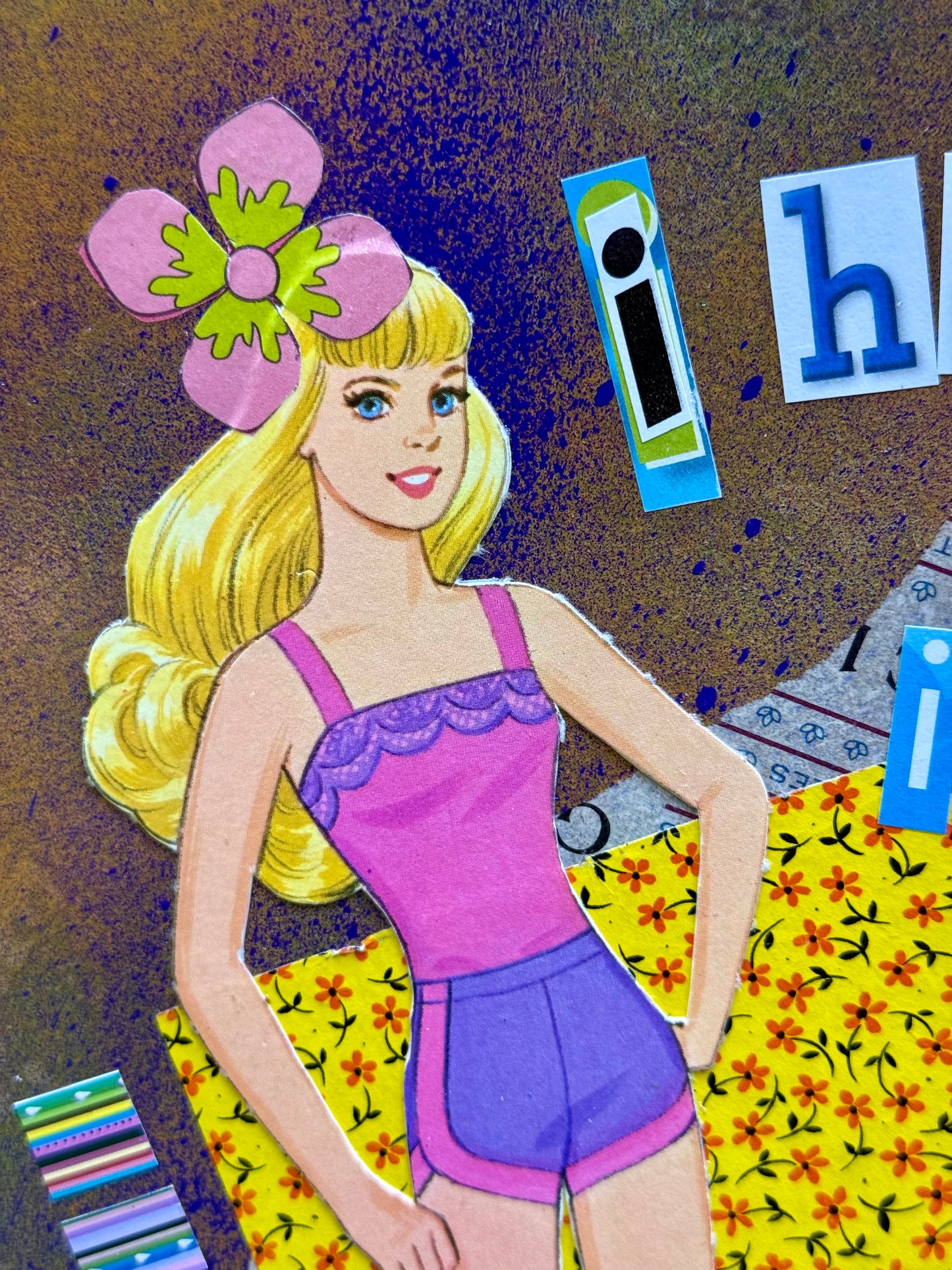 Mixed media outsider funky art collage