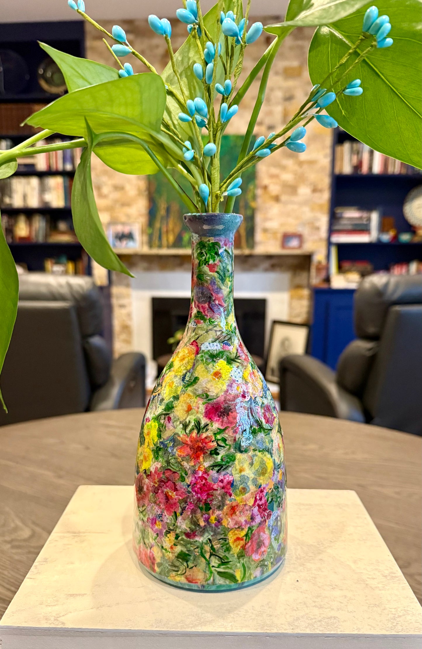 Tequila bottle flower vase