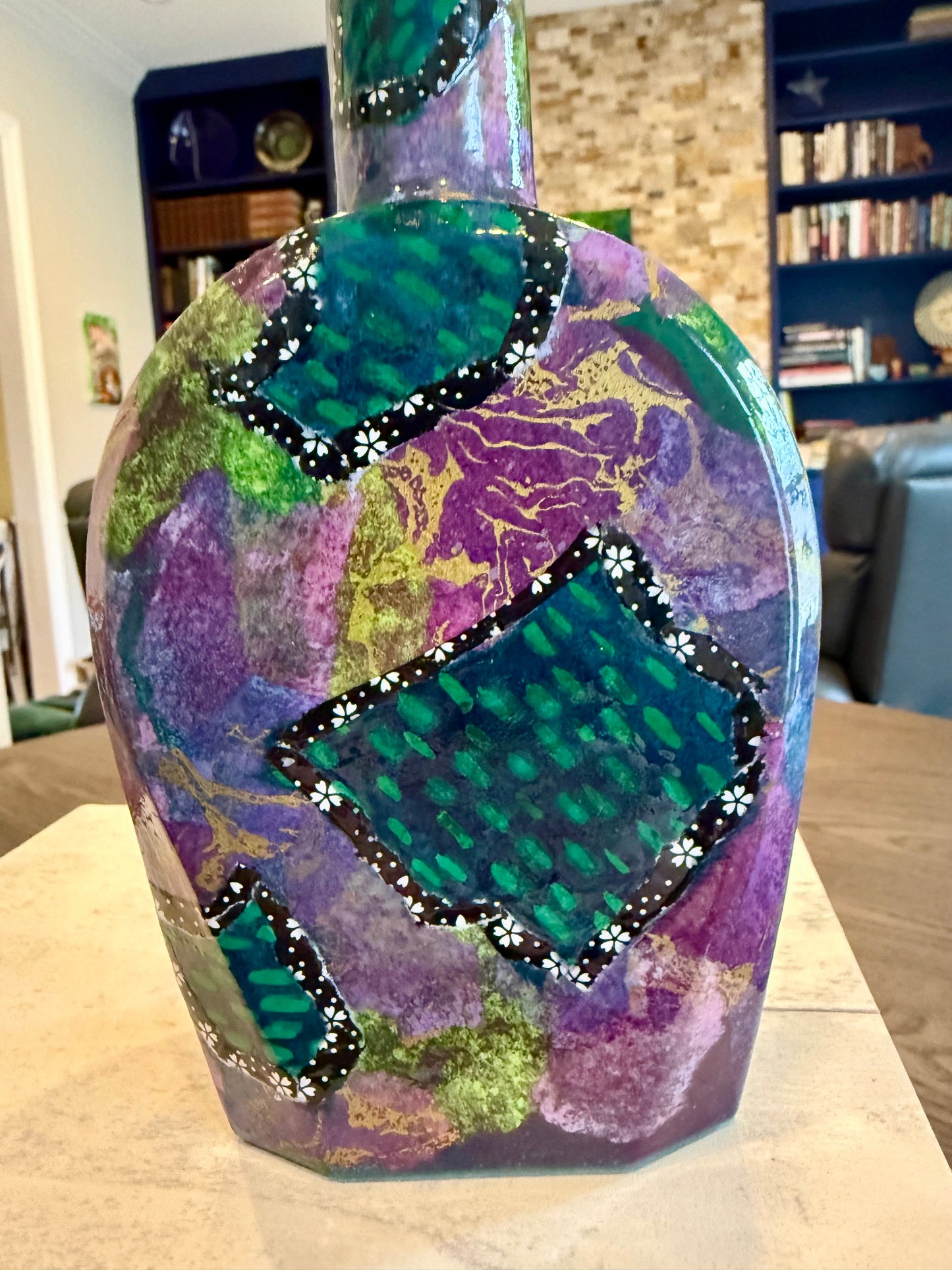 Bourbon bottle flower vase