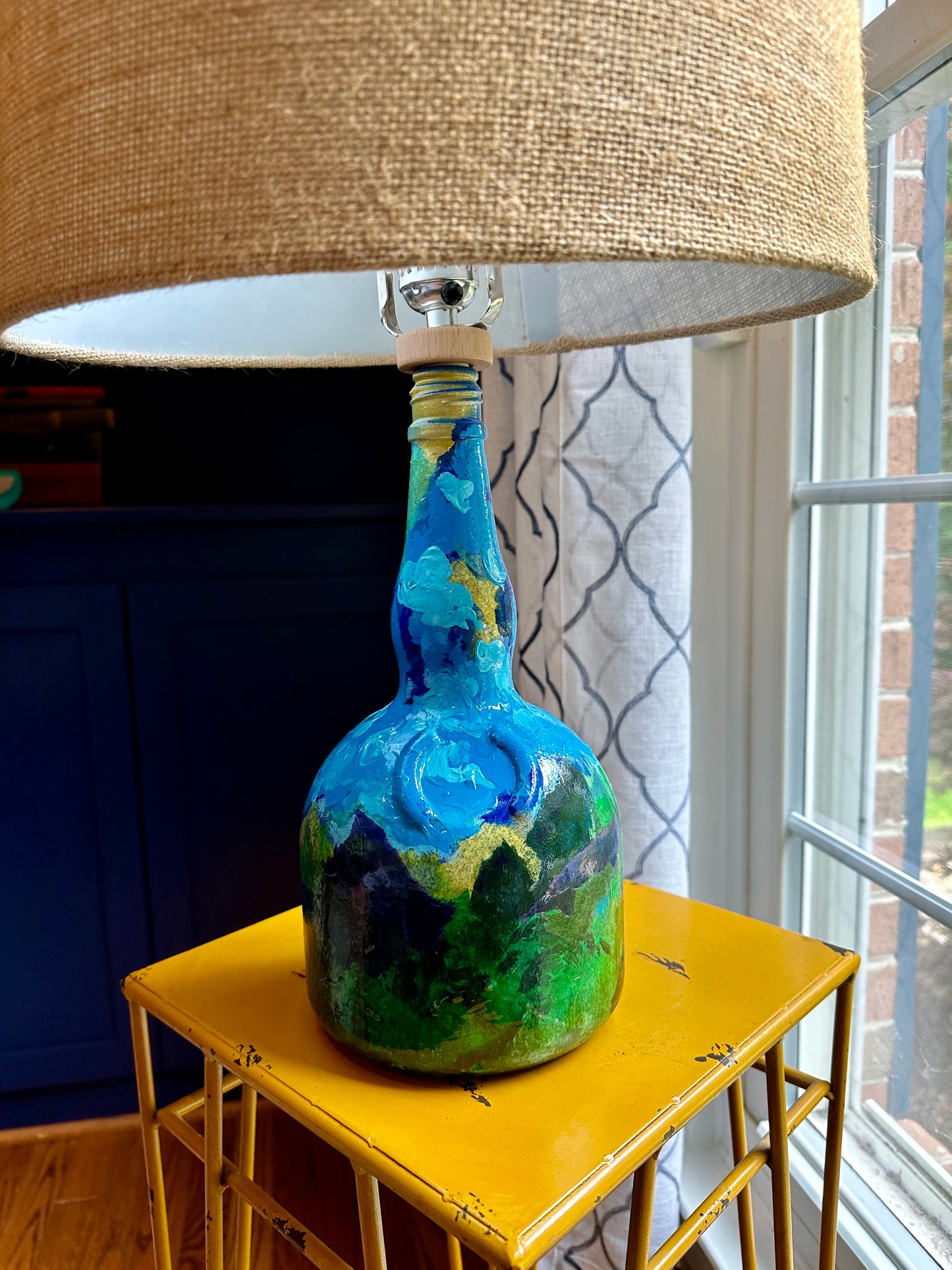 Unique Recycled Artsy Blue Green Table Lamp