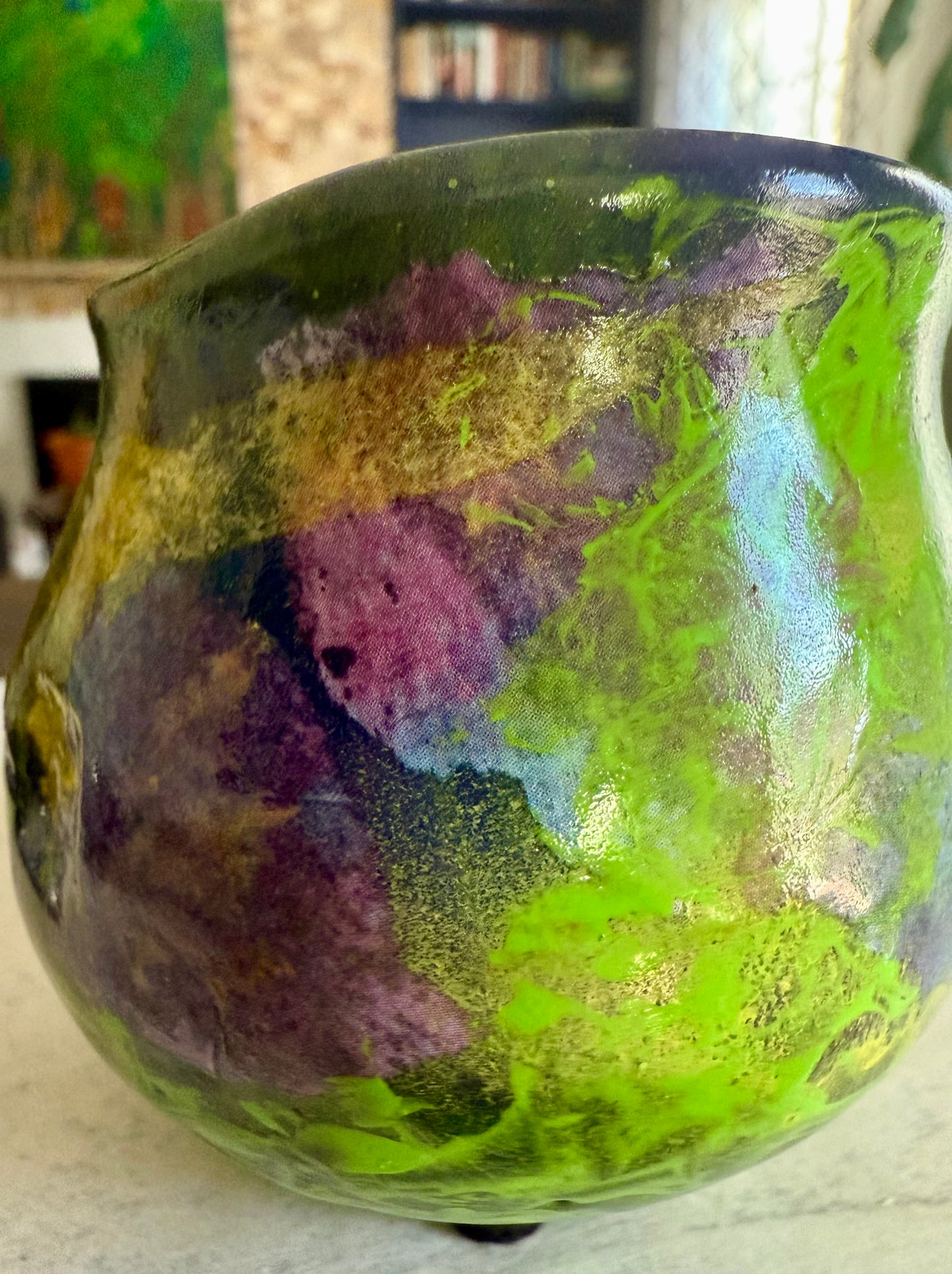 Funky colorful votive candle holder vase