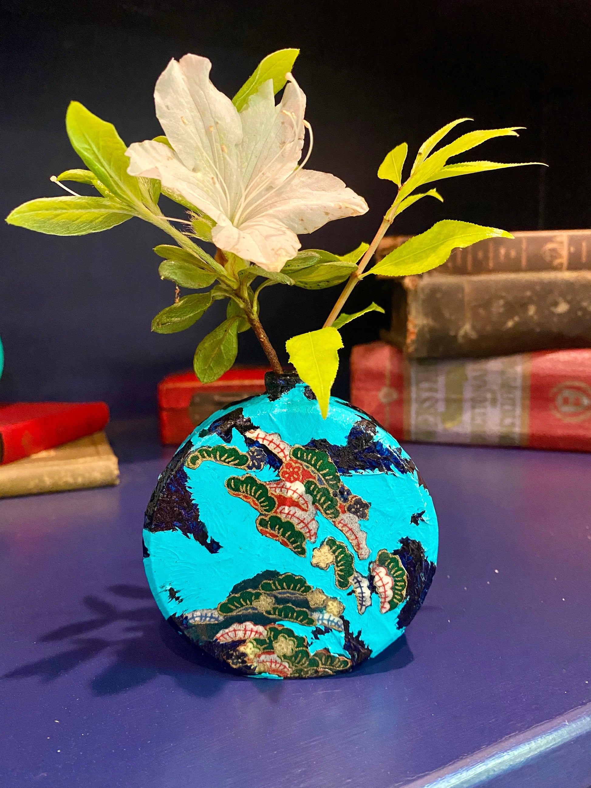 blue green bud vase