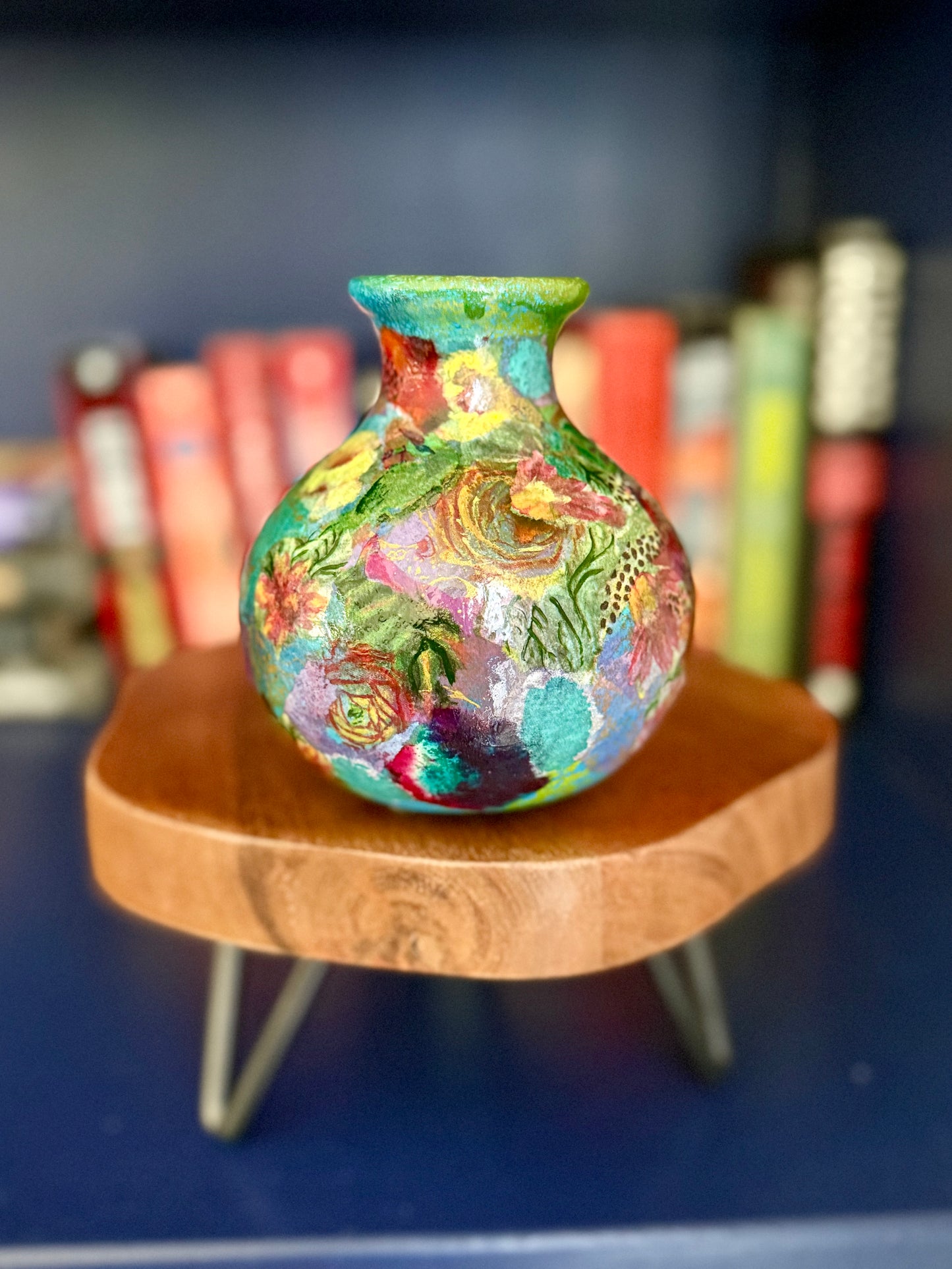 Maximalist floral bud flower vase