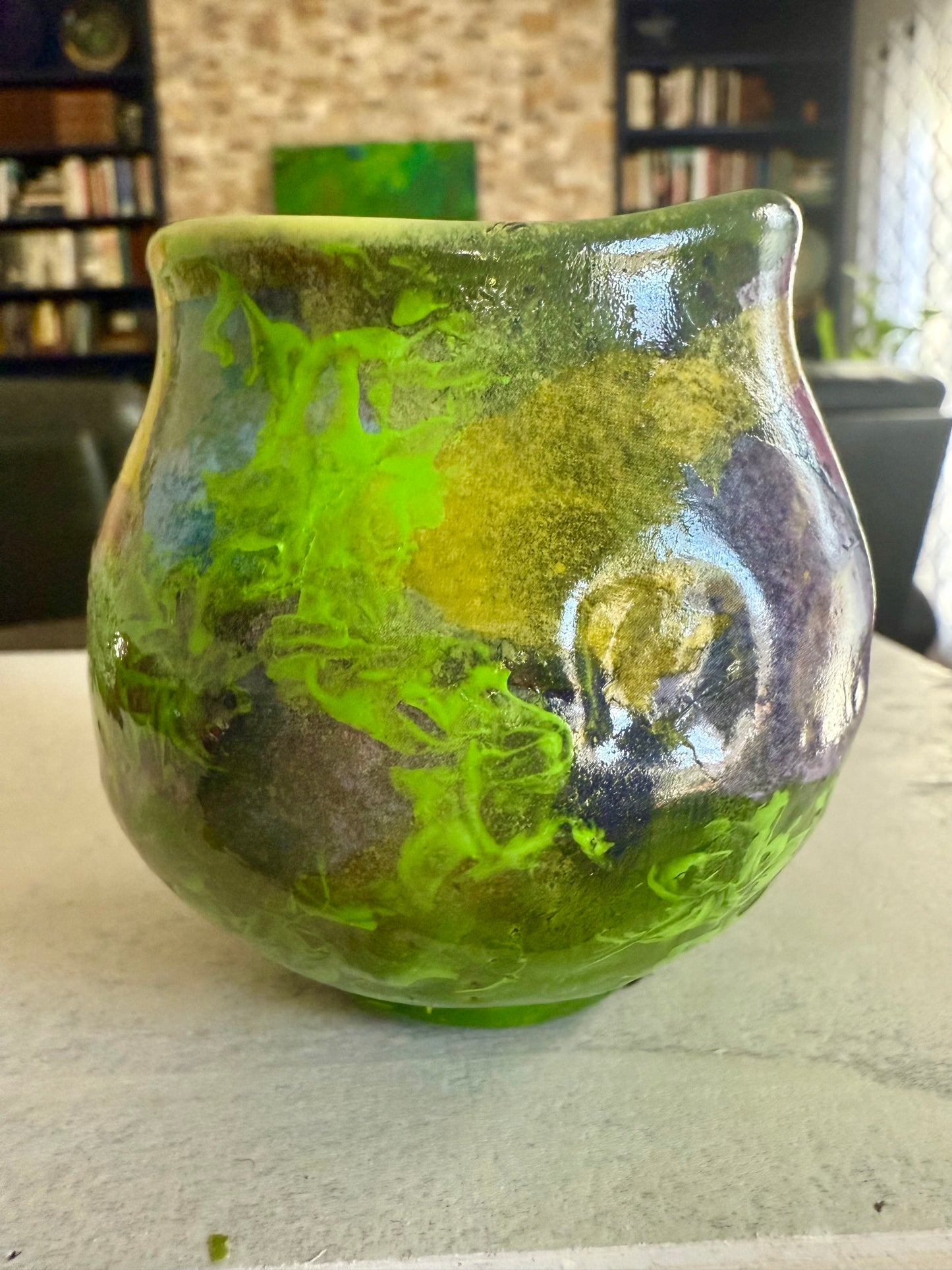 Funky colorful votive candle holder vase