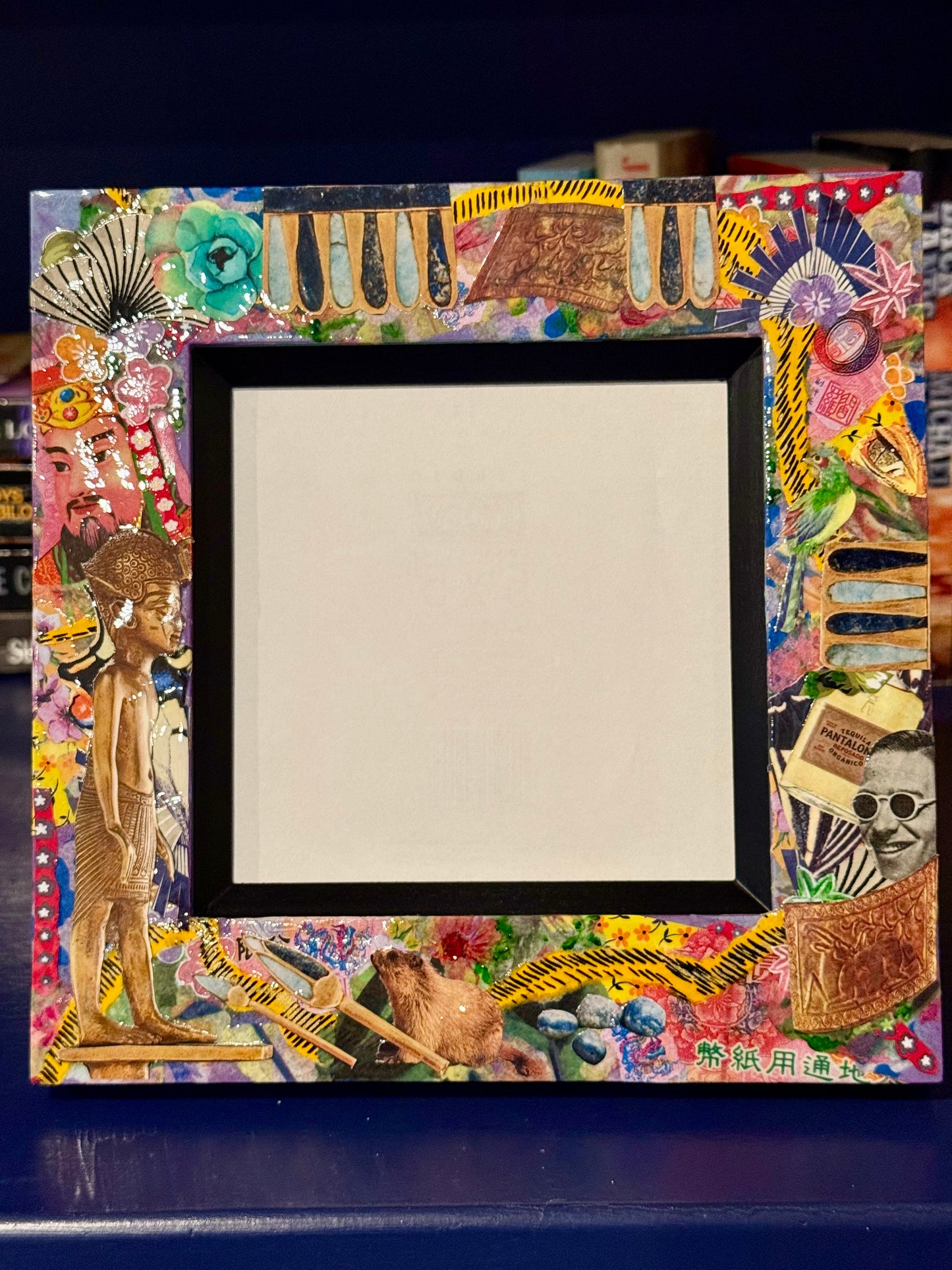 Funky mixed media 5 x 5 photo frame