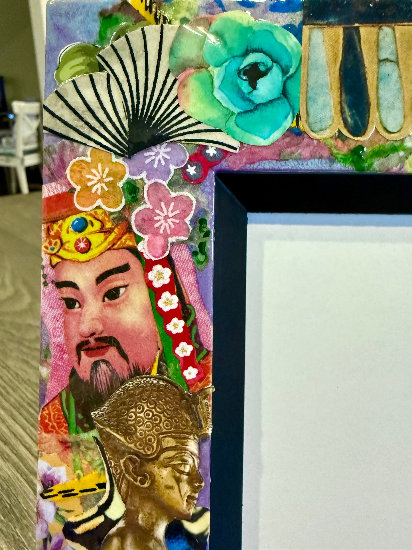 Funky mixed media 5 x 5 photo frame