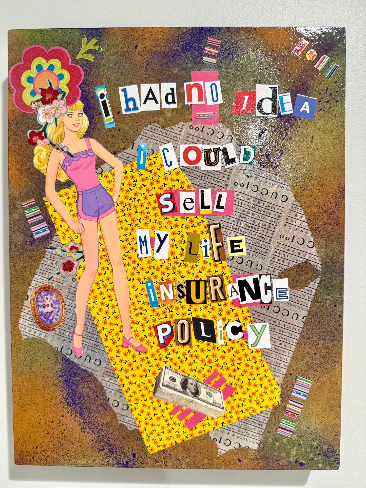 Mixed media outsider funky art collage
