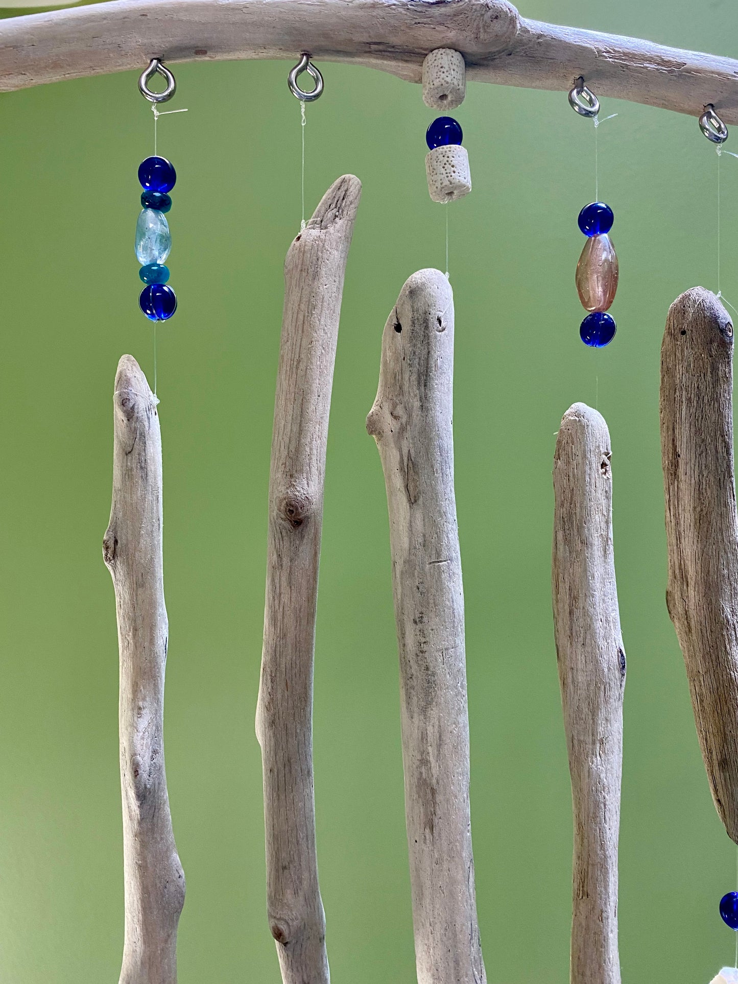 Driftwood Wind Chime Seashells, Sea Glass and Bells