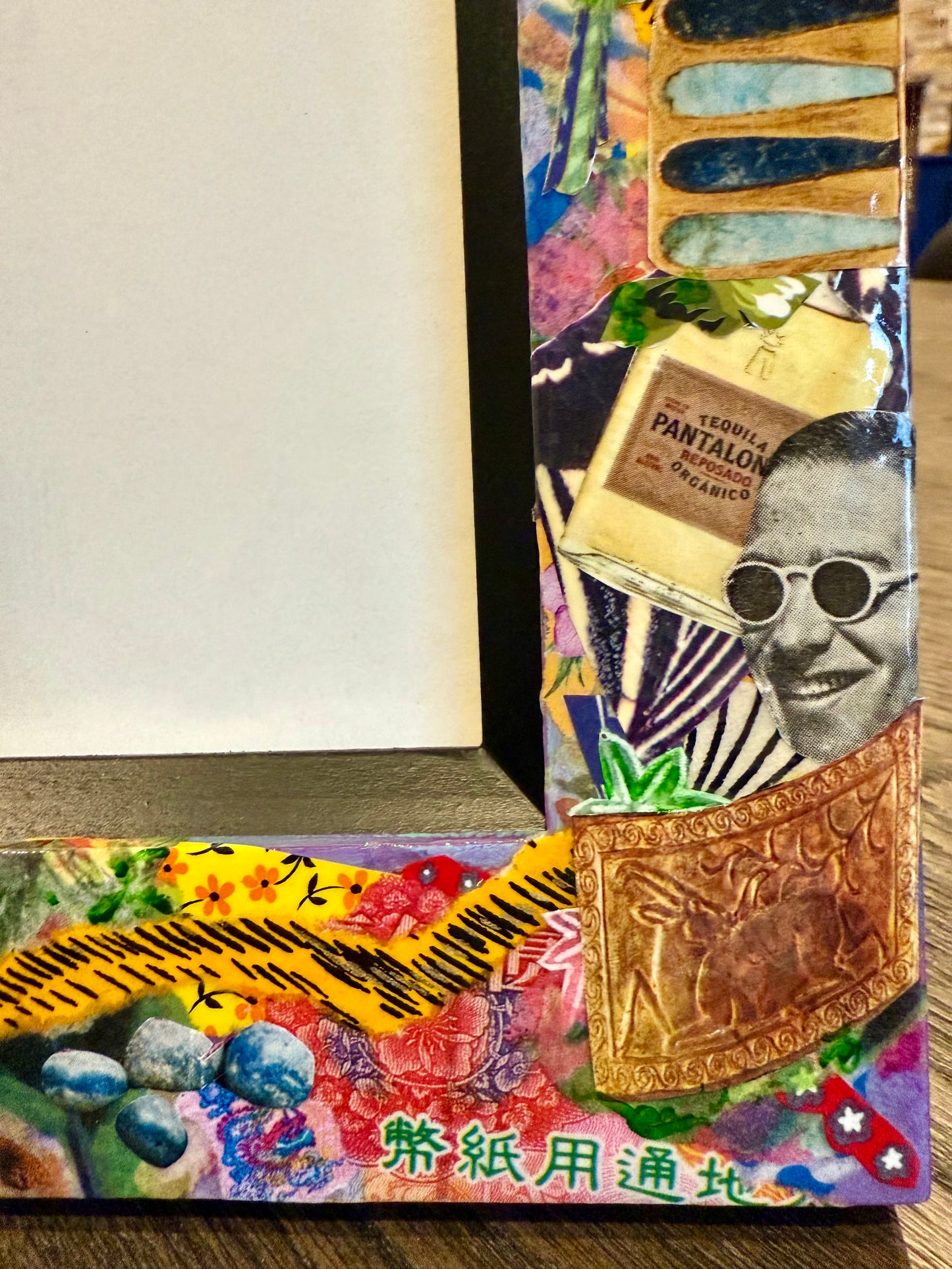 Funky mixed media 5 x 5 photo frame