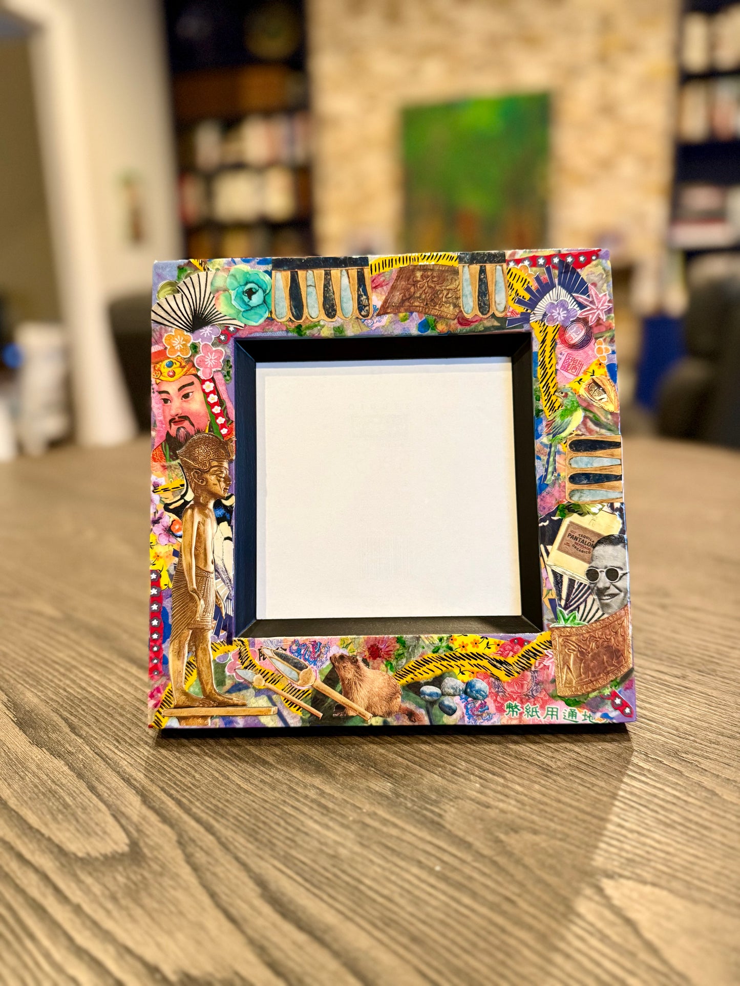 Funky mixed media 5 x 5 photo frame