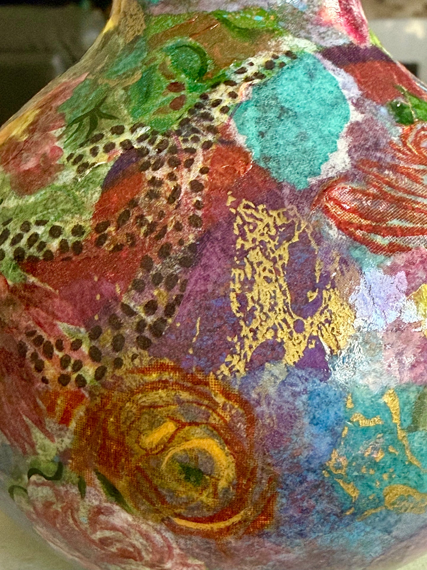 Maximalist floral bud flower vase