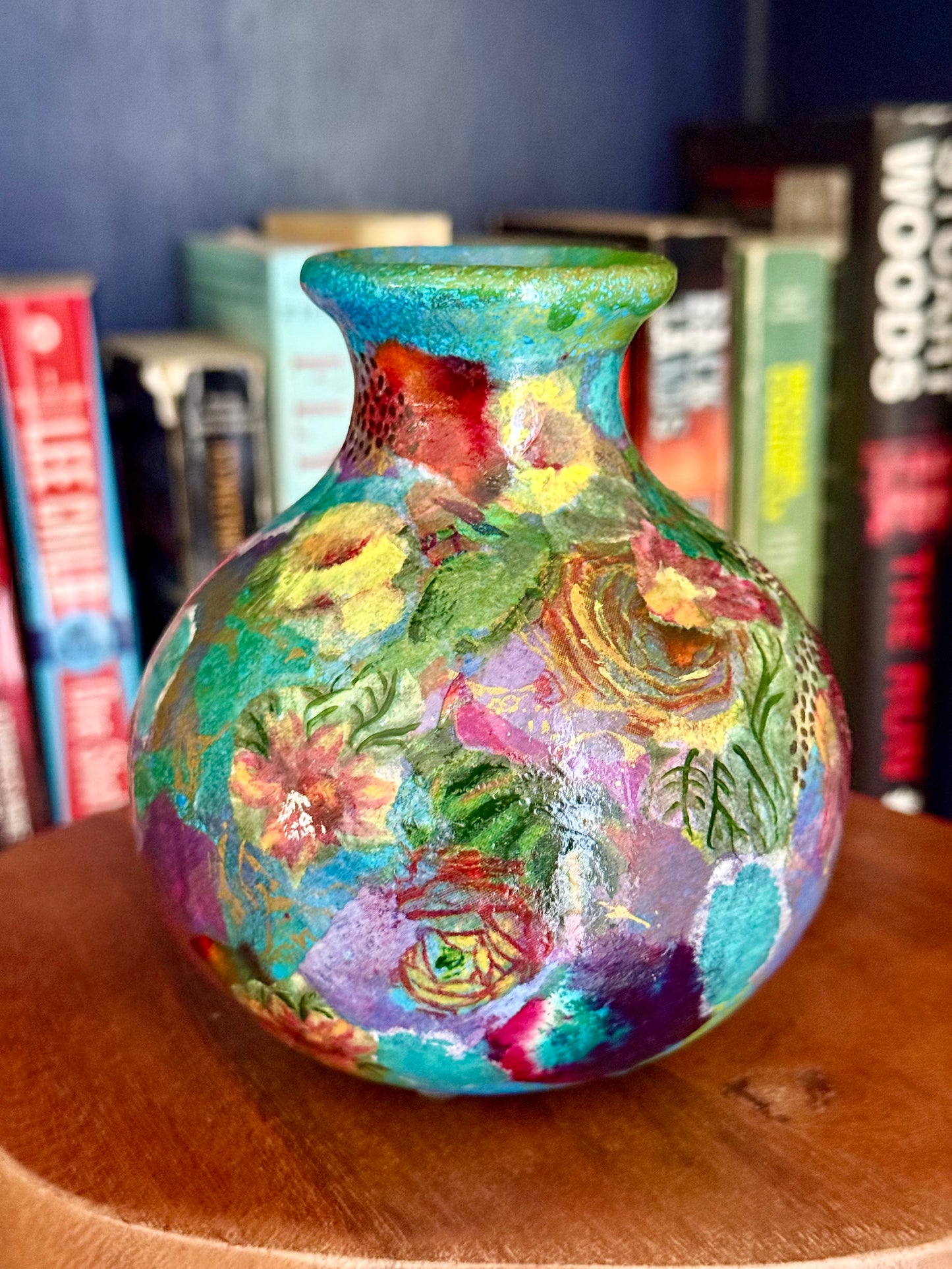 Maximalist floral bud flower vase