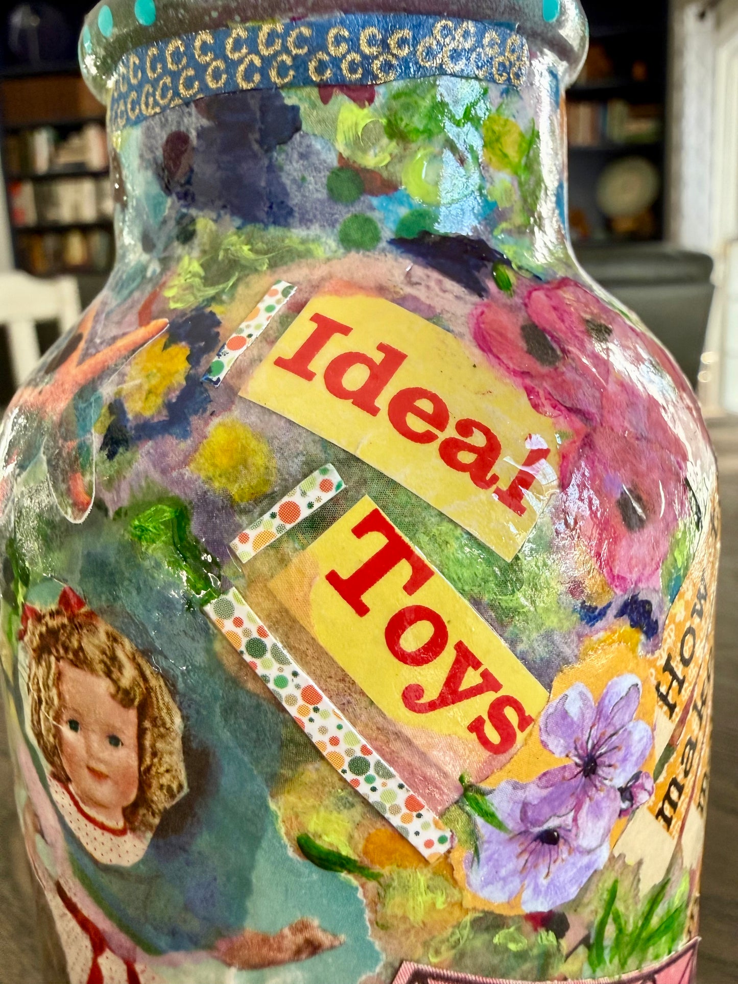 Whimsical funky repurposed flower bud vase